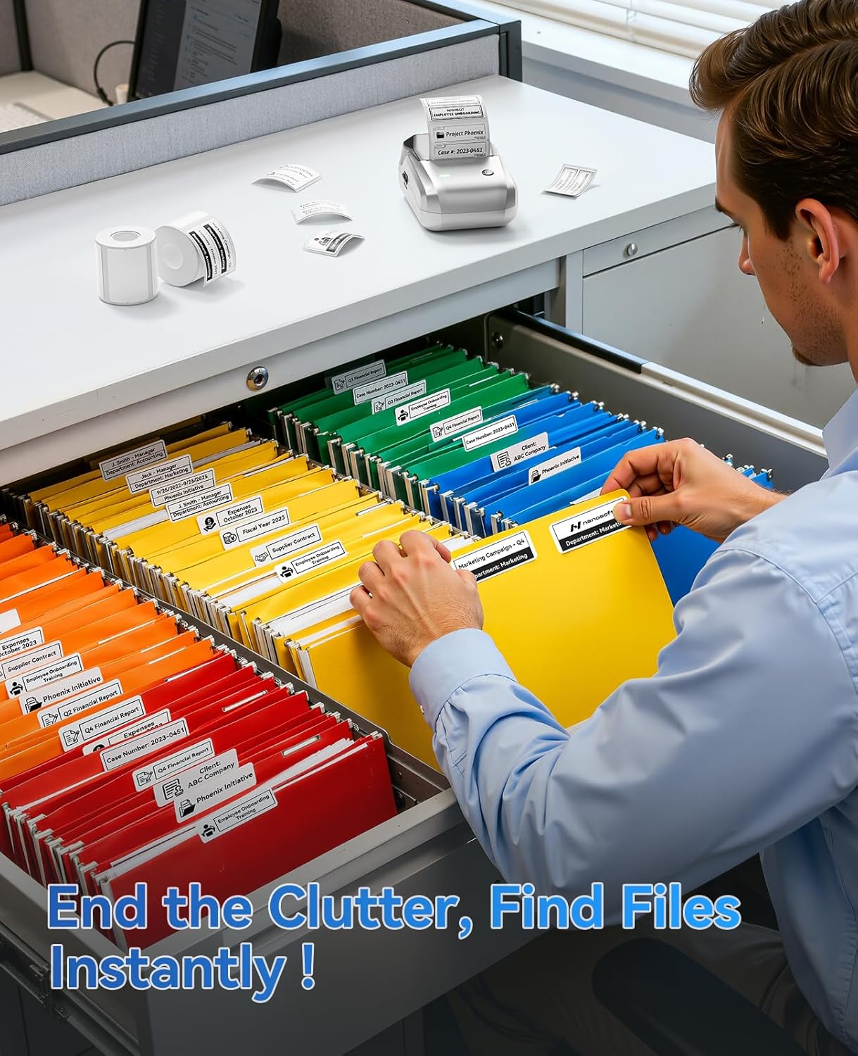 NIIMBOT B1 Label Maker Machine with Tape, Thermal Label Printer Easy to Use for Office Supplies, Home, Business, 2 Inch Label Maker with 2'' x1.18'' Labels