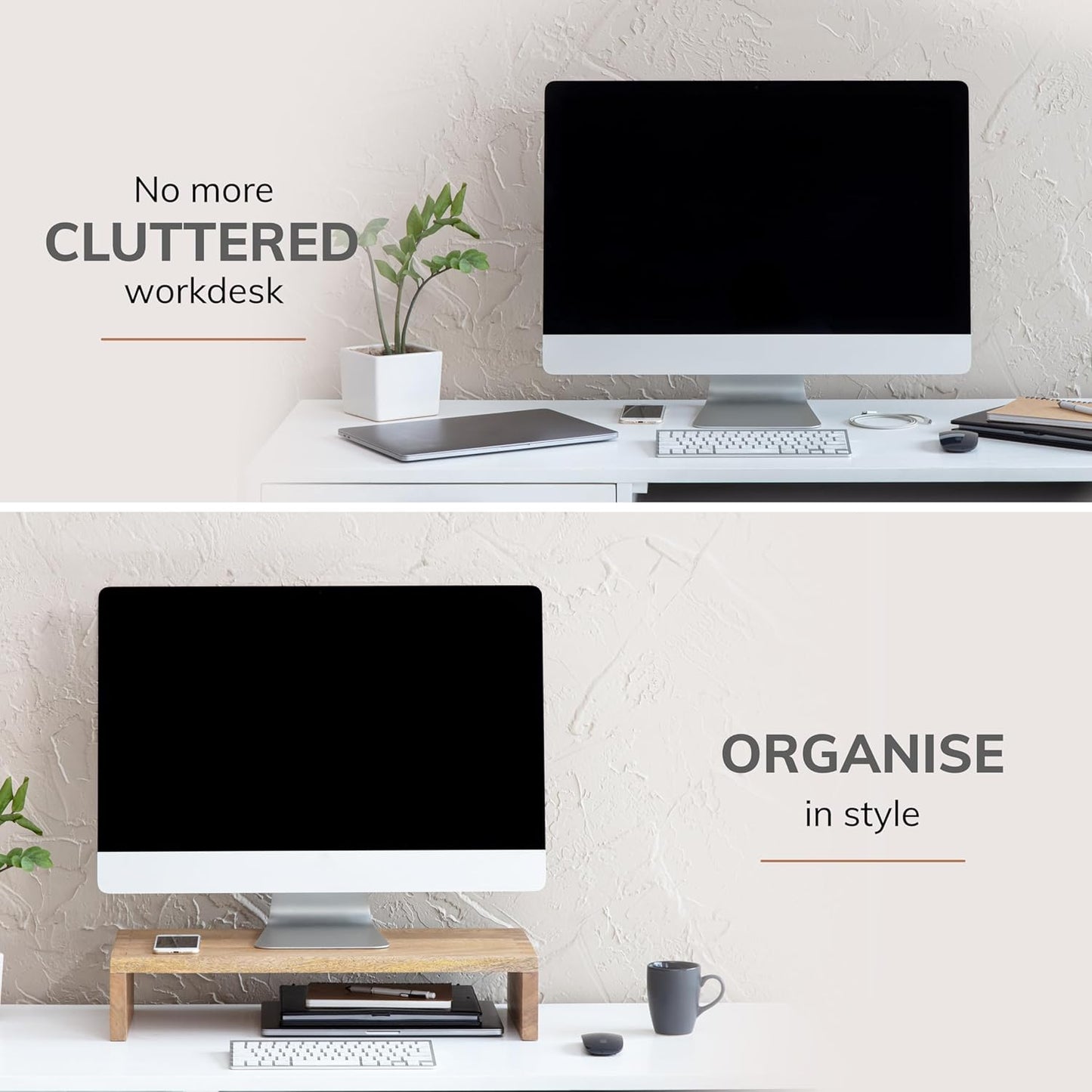 Anji Mountain Wooden Monitor Stand - Elegant Monitor Riser, Perfect Monitor Stand for Desk Organization, Durable Wood Construction monitor stands, Enhances Ergonomics and Workspace Efficiency,Natural