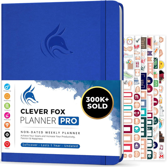 Clever Fox Planner PRO – Weekly & Monthly Life Planner to Increase Productivity, Time Management and Hit Your Goals, 8.5x11″ (Royal Blue)