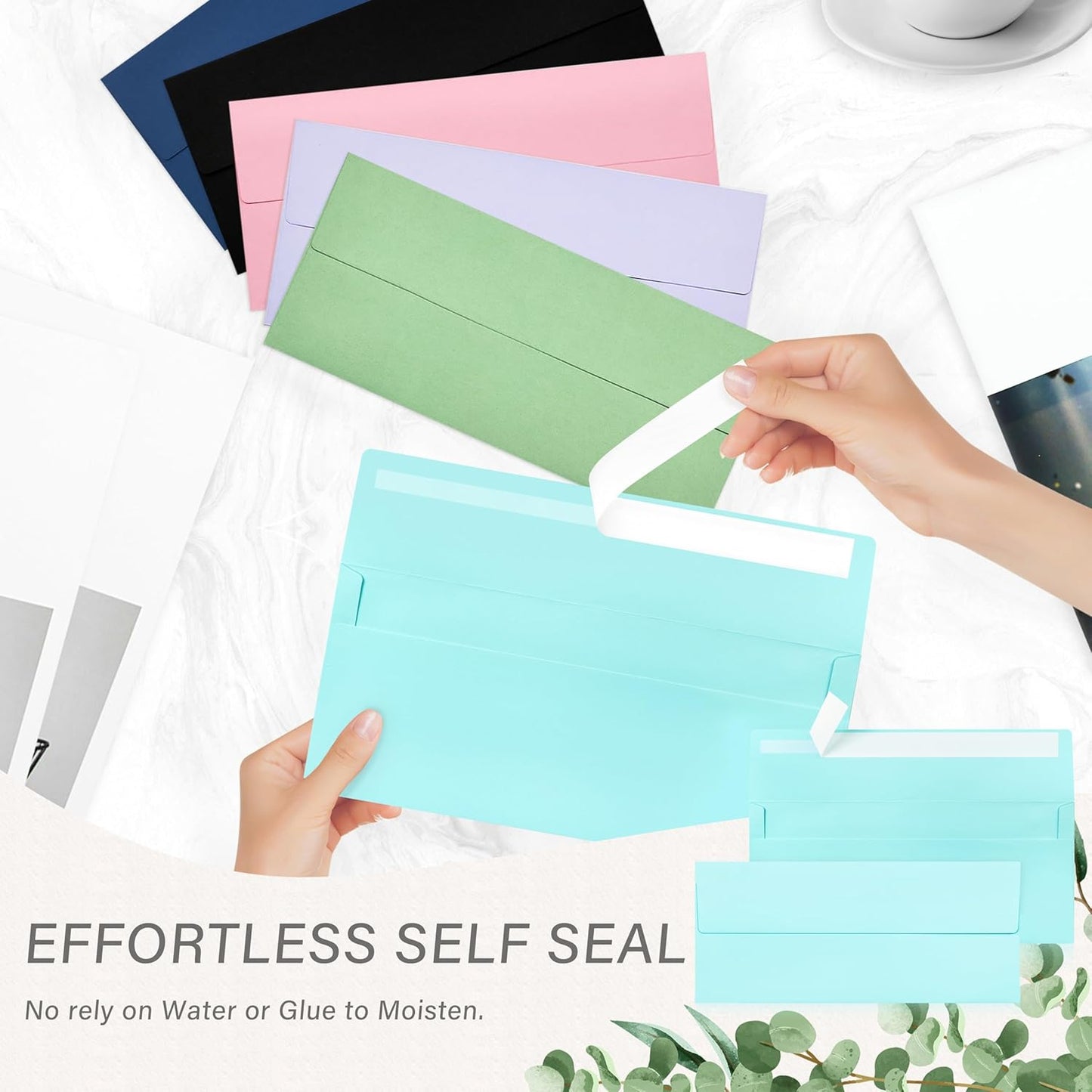 100 Pack #10 Business Envelopes, Self Seal Standard Light Blue Envelopes for Secure Business & Legal Mailing, Office, Checks, Letter, Invoices, 4 1/8 x 9 1/2 Inches