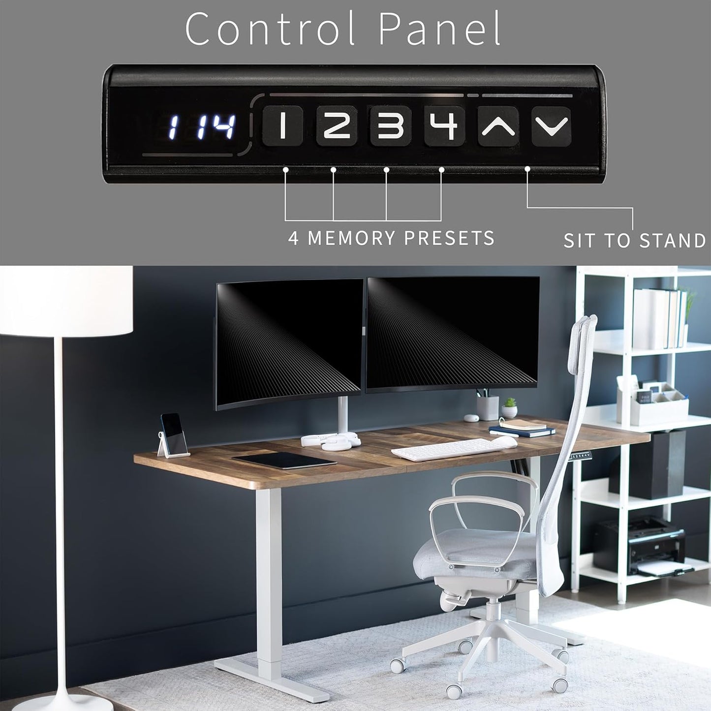 VIVO Electric 71 x 30 in Standing Desk, Memory Height Adjustment, 1B Series, Reclaimed Wood Top White Frame, DESK-KIT-1W7P