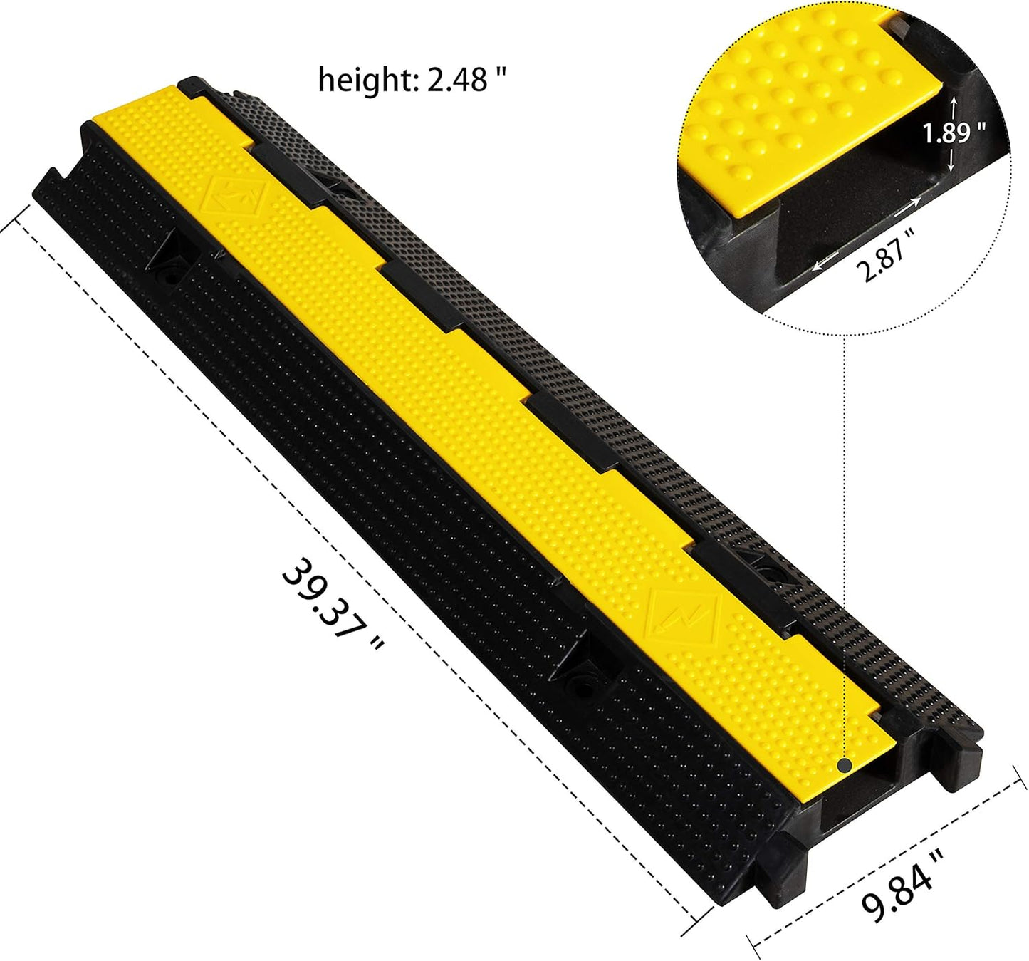 3 Pack Rubber Cable Ramp Hose Cable Protector Ramp 1 Channel 22000Lbs Load Capacity Traffic Speed Bump Wires Power Lines Extension Cord Cover for Indoor Outdoor