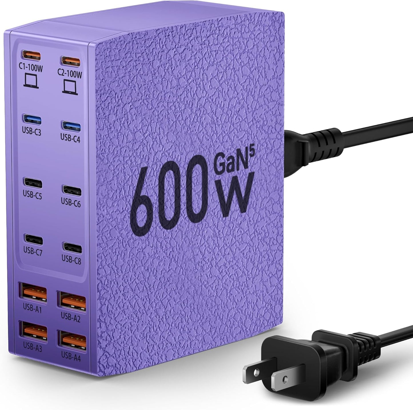 USB Charging Station (600W),12-Port USB C Charger Block with Dual 100W PD USB-C Fast Charging Station Hub for MacBook Pro/Air/All iPad Phone 17/16 15/14/13/Pro Max/Samsung Galaxy Note(Purple)