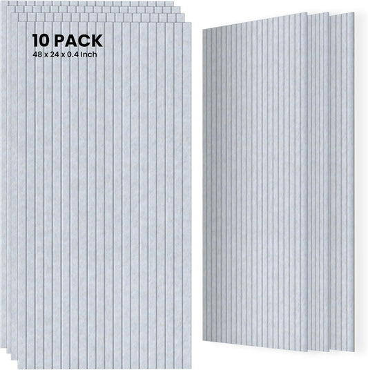 10 Pack Sound Proof Panels for Walls,48 x 24x 0.4 Inch Sound Deadening Panels,Large Acoustic Panels for Media Room, Office and Studio,Light Camel