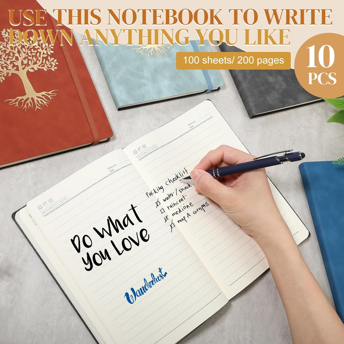 10 Pack Lined Journal Notebook A5 Leather Hardcover Journals for Writing 200 Pages 10 Colors Notepad for Travel Work School Office Business Note Taking Diary 5.7" x 8.3" (Retro Color)