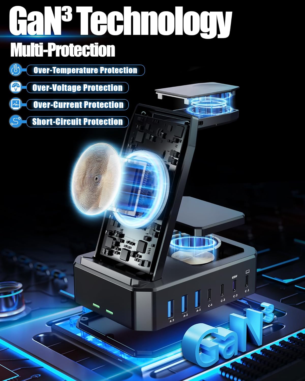 Wireless Charger for Samsung,300W 10 in 1 Wireless Charging Station, 65W USB C Fast Charging Stand for Samsung S25 Ultra/S24/S23/S22/Note 20,Galaxy Watch Ultra7/6/5,Galaxy Buds(Not for Apple Watch)