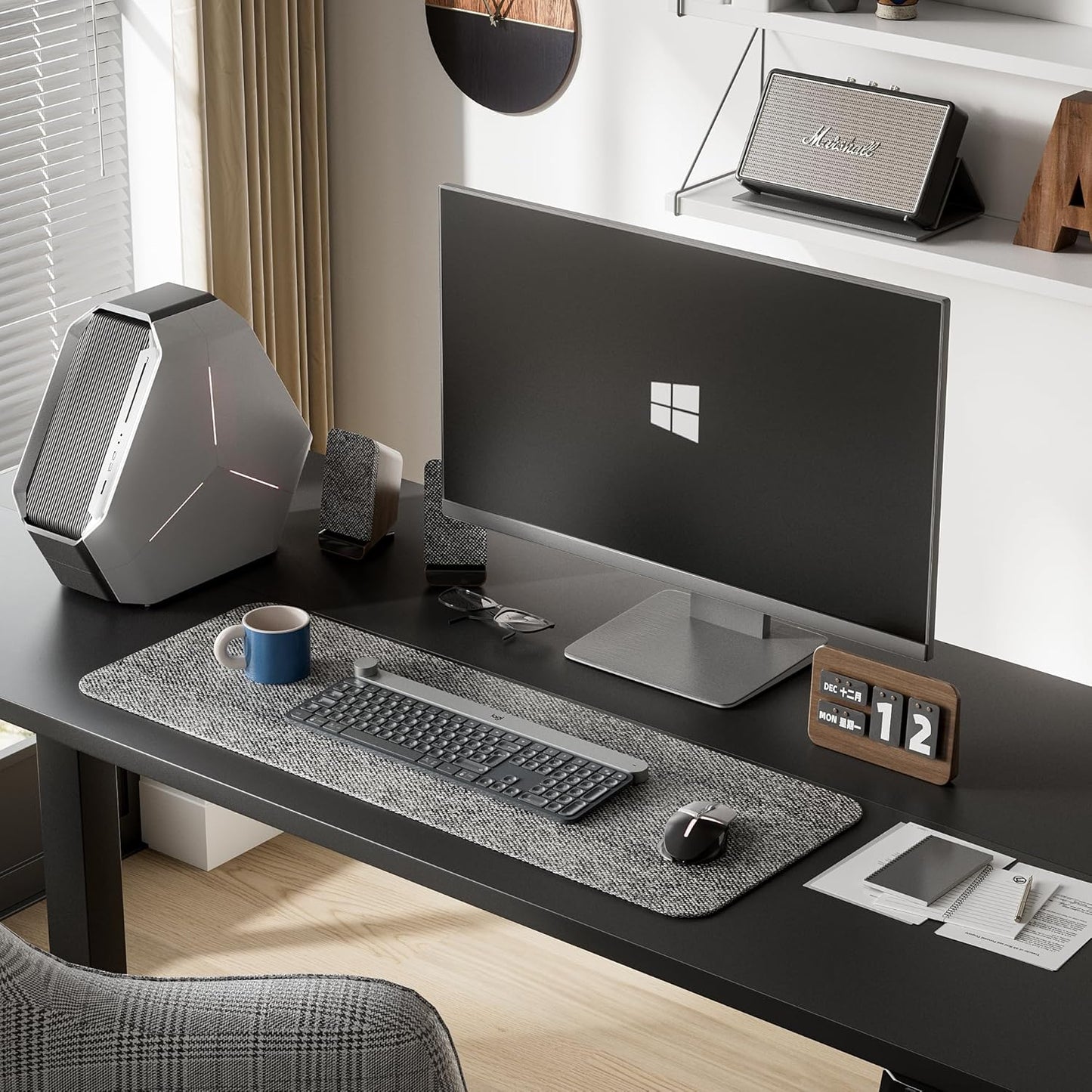 Furmax Electric Standing Desk, 59 x 24 Inches Height Adjustable Desk with Wheels, Home Office Computer Desk with Management Box (Carbon Black)