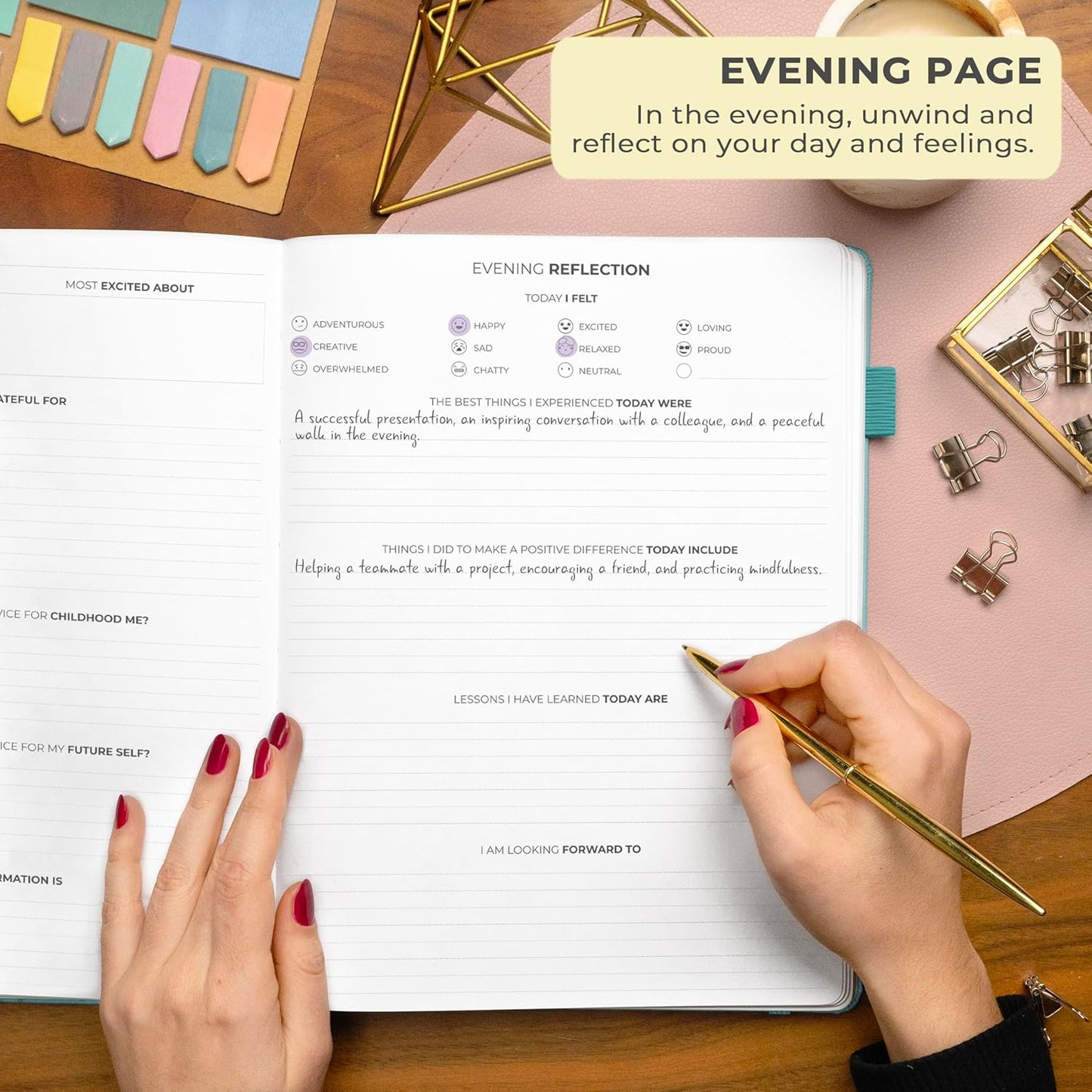 Clever Fox Gratitude Journal Large – Happiness, Positivity & Affirmation Journal – Inspirational Daily Notebook, 3 Months, 8.3x11” (Aquamarine)