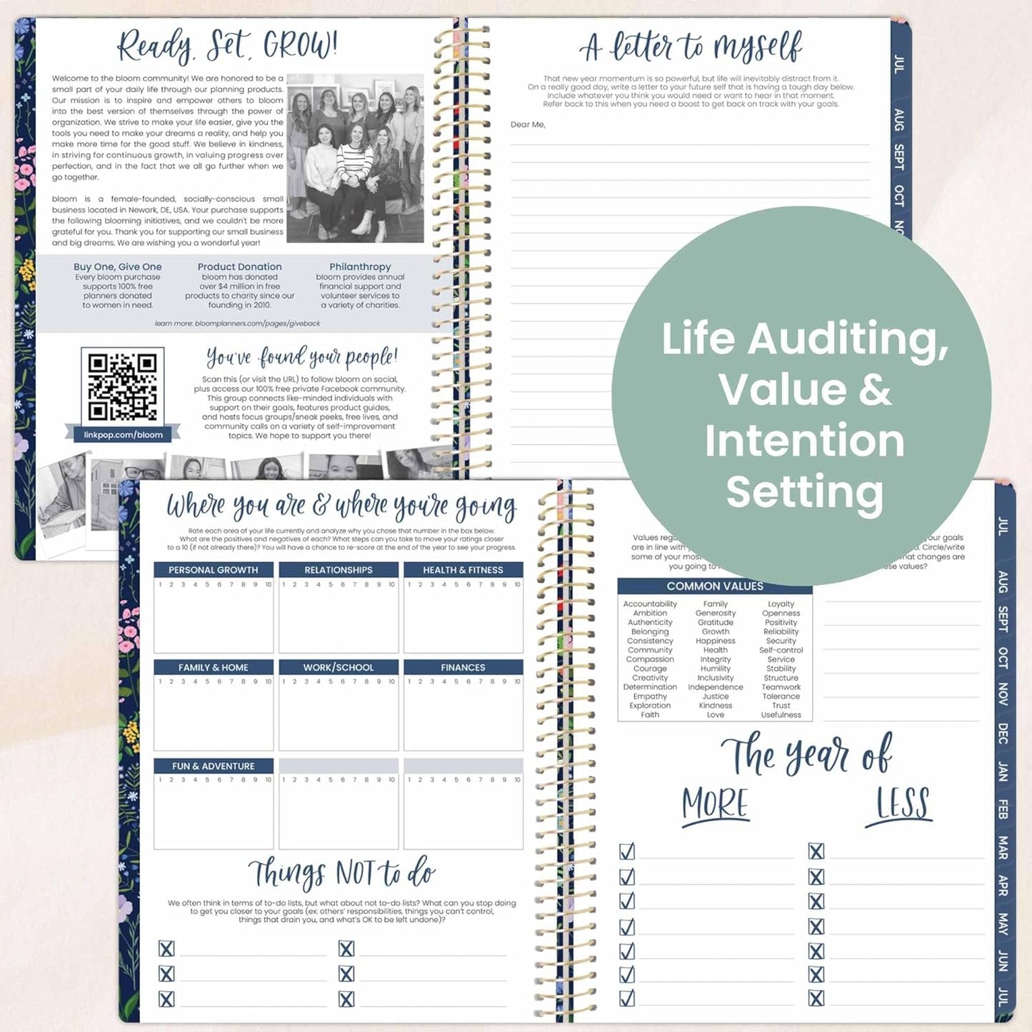 bloom daily planners 2025-2026 (8.5" x 11") Academic Year Day Planner (July 2025 - July 2026) - Weekly & Monthly Dated Agenda Organizer with Stickers & Tabs - Garden Party, Navy