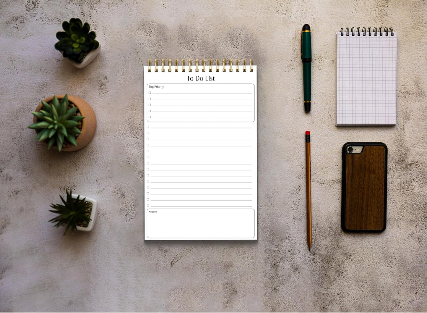 Better Office Products To Do List Mini Notepads, 5.5" x 8.5", Planning Note Pads, 50 Sheets Per Pad, Double Wire Spiral, Daily Agenda Productivity Checklist Organizer (2 Pack)