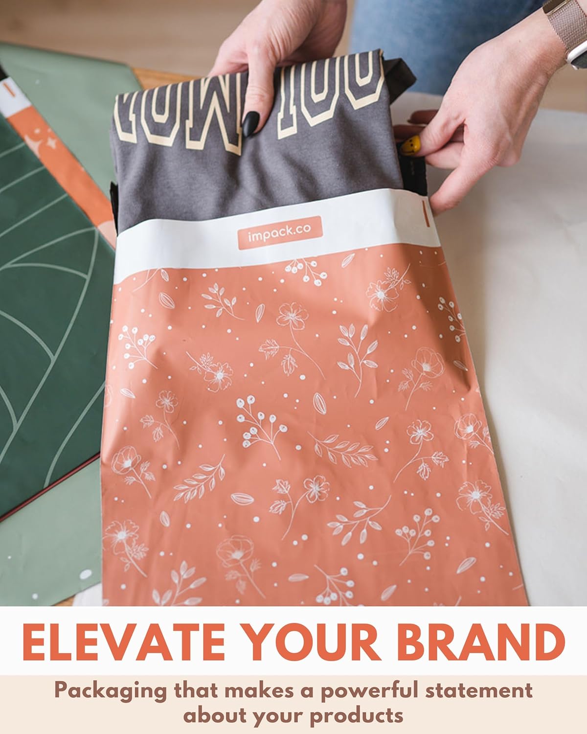 Poly Mailers 10x13-25 Pack Biodegradable Shipping Bags for Clothes - Impack Self-Seal Waterproof Thick Mailing Envelope for Accessories & Clothing - Floral Rosy Brown