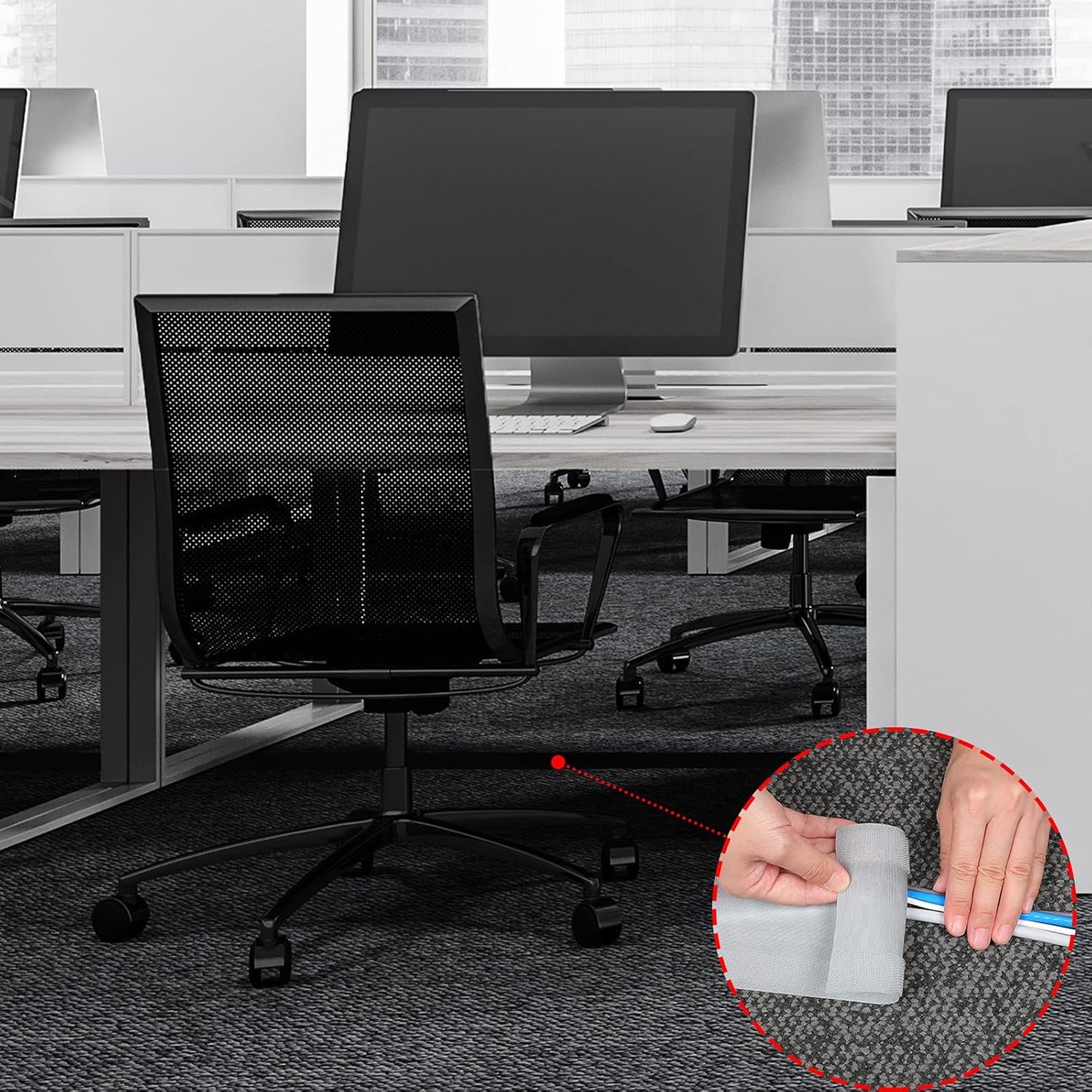 WILLBOND Carpet Cord Cover Cable Grip Floor Cover Cable Protector Management Only for Commercial Office Carpet(Grey,19.69 ft)