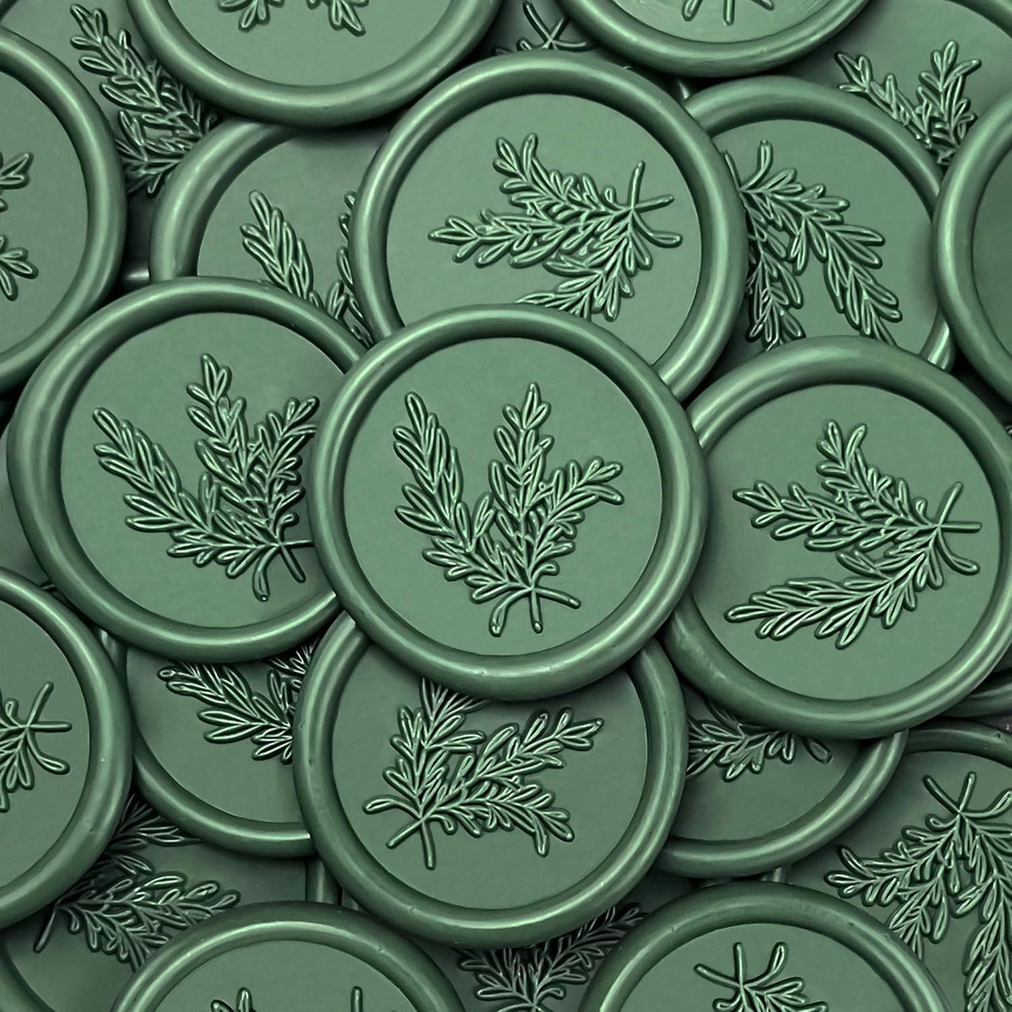 100Pcs Wax Seal Stickers Handmade Envelope Seals Self Adhesive Wax Stickers for Wedding Party Invitations, Envelope, Gift Wrap, Christmas(Rosemary Style, Olive Green)