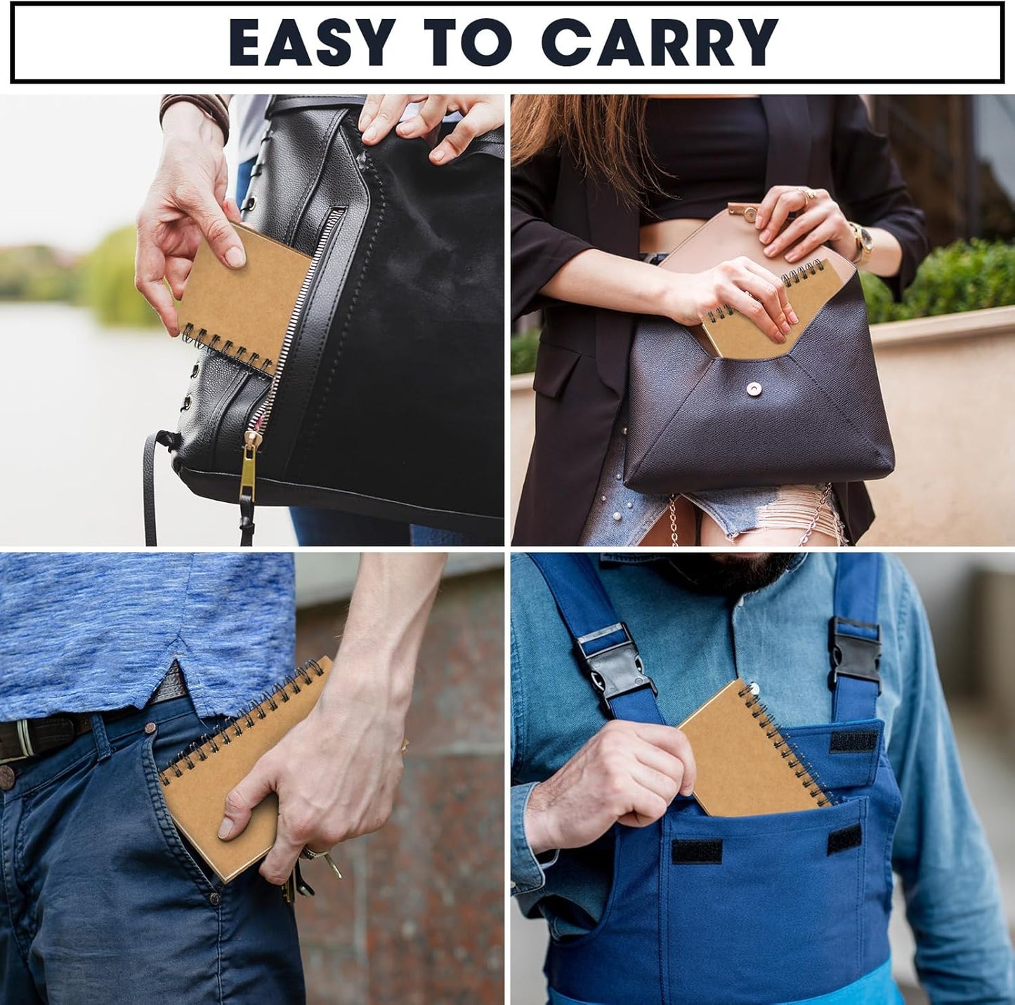 100 Pcs Spiral Memo Pads 5 x 3'' Small Pocket Spiral Journal Notepad Ruled Notebook Sketchbook Kraft Cover Notebooks, 120 Pages for Note Taking Business Office School Supplies (Kraft Color)