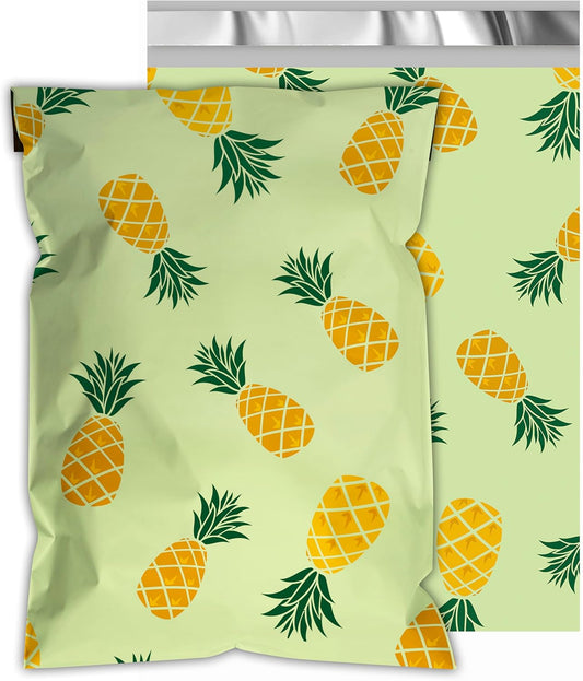 Poly Mailers 12x15.5 Inch 50 Pcs - Pineapple printed Shipping Bags, 2.4mil Thickness, Waterproof and Tear Resistant Mailing Envelopes, Self-Sealing Packaging Bags for Small Business