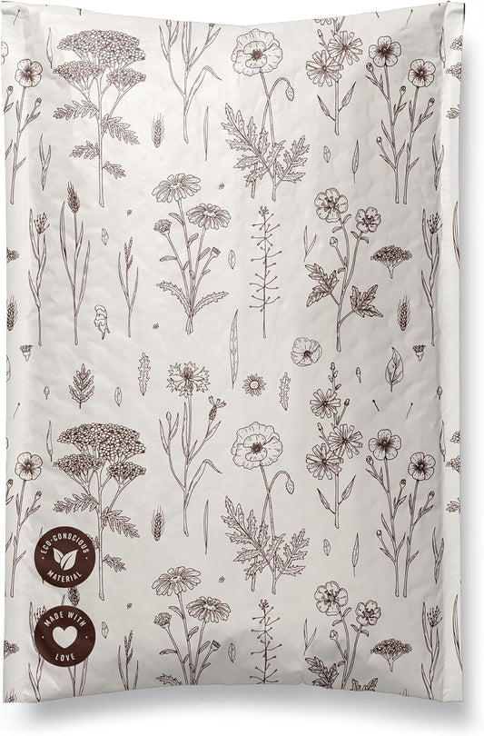 Bubble Mailers 6x9-25 Pack Biodegradable Shipping Bags for Stationery and Small Accessories - Impack Self-Seal Protective Thick Mailing Envelope for Small Items - Wildflower