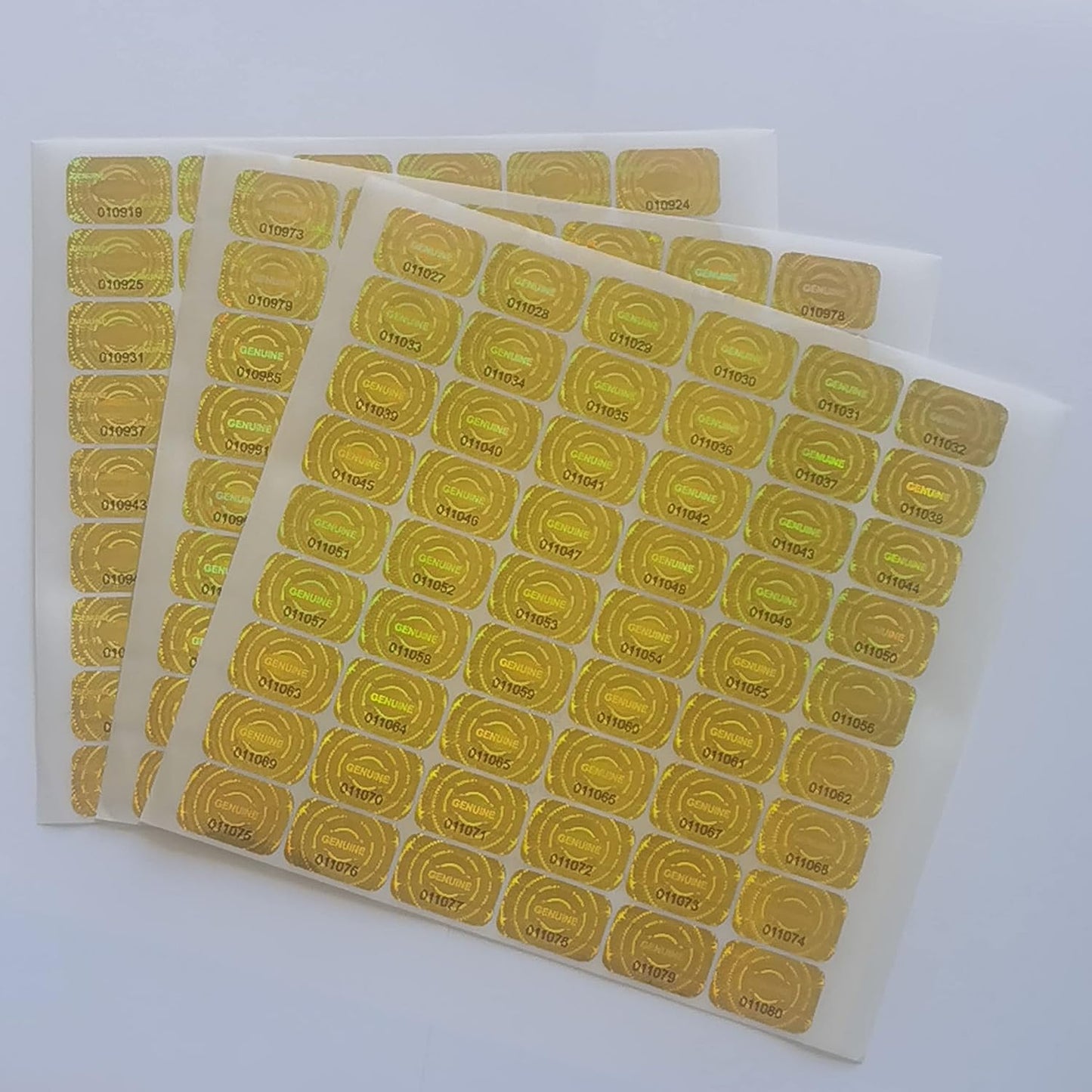 1000 pcs Tamper Proof Hologram Stickers Silver High Security Tamper Evident Warranty Seal Void Genuine Authentic Holographic Labels w/Unique Sequential Serial Numbering 0.95X0.6 inch (Gold)