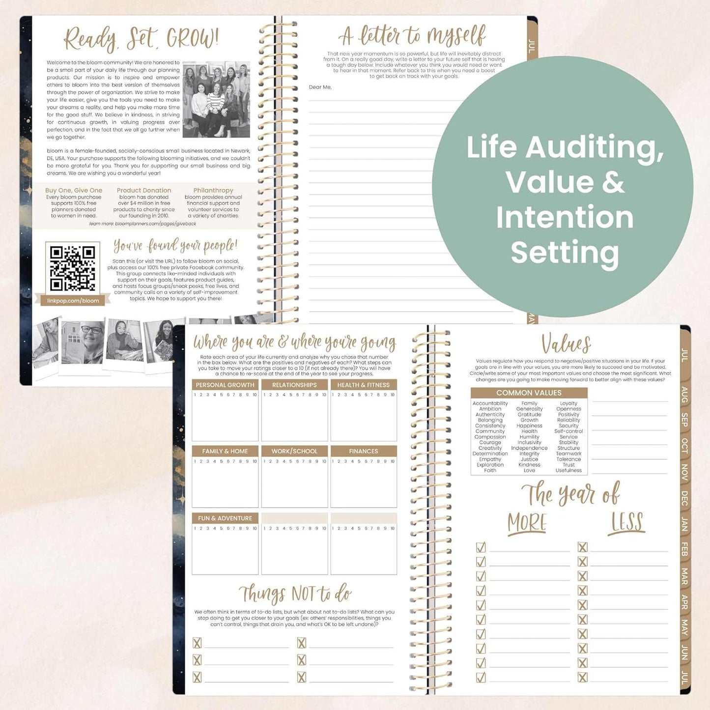 bloom daily planners 2025-2026 Academic Year Daily Planner (July 2025 - July 2026) - A5 Weekly & Monthly Calendar Agenda Organizer Book with Stickers - 5.5" x 8.25" - Midnight Sky