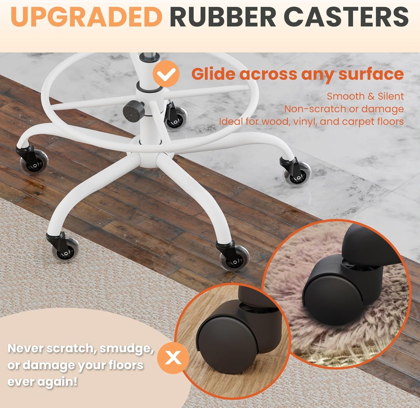 HYLONE Drafting Chair Tall Office, Ergonomic Standing Desk Stool Adjustable Drafting Chair Big Tall Drafting Office Chair White