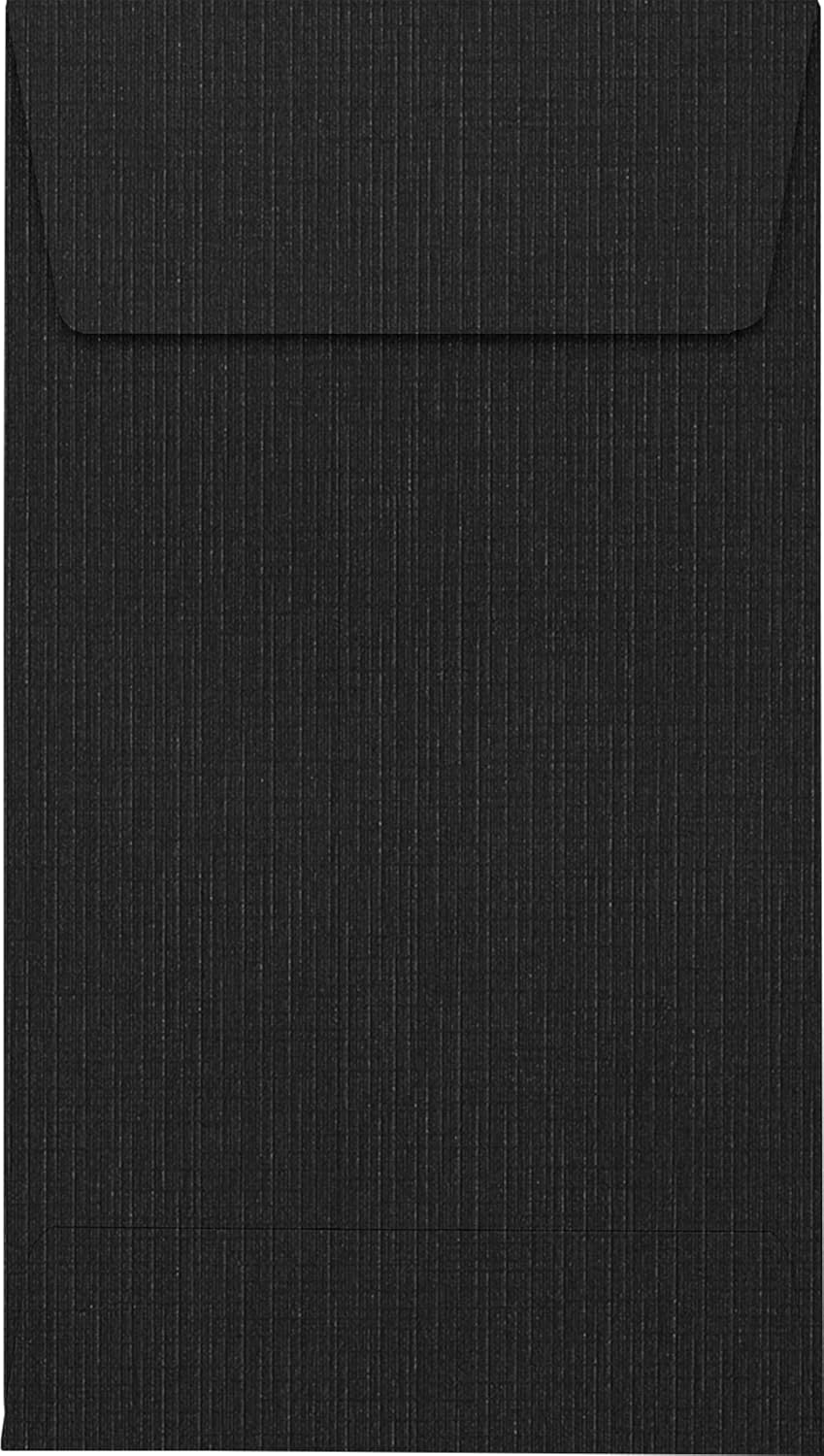 LUXPaper #5 1/2 Coin Envelopes | Peel & Press | 3 1/8" x 5 1/2" | Black Linen | 80lb. Text | 1,000 Qty