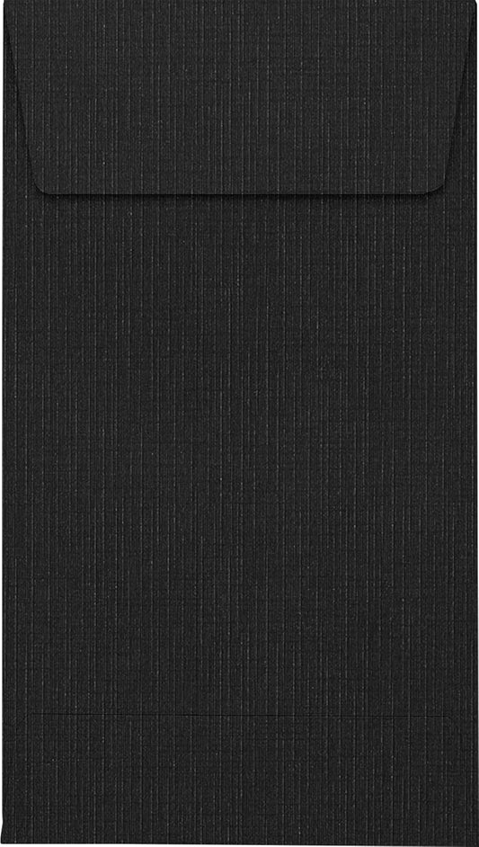 LUXPaper #5 1/2 Coin Envelopes | Peel & Press | 3 1/8" x 5 1/2" | Black Linen | 80lb. Text | 500 Qty