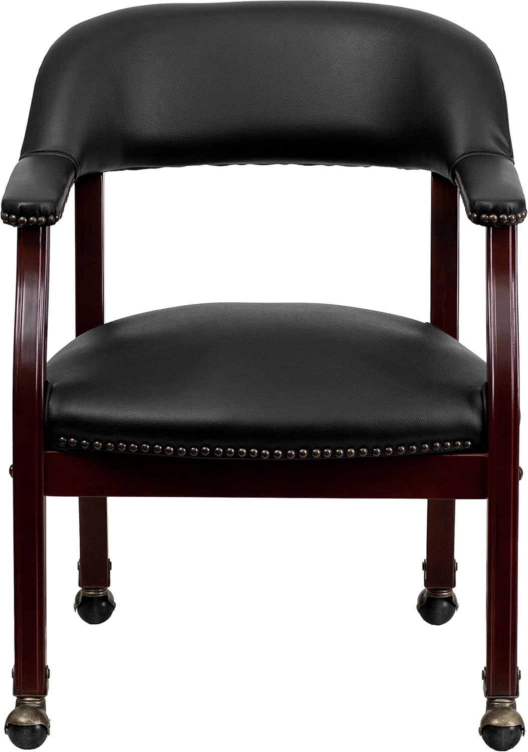 EMMA + OLIVER Black Vinyl Luxurious Conference Chair with Casters