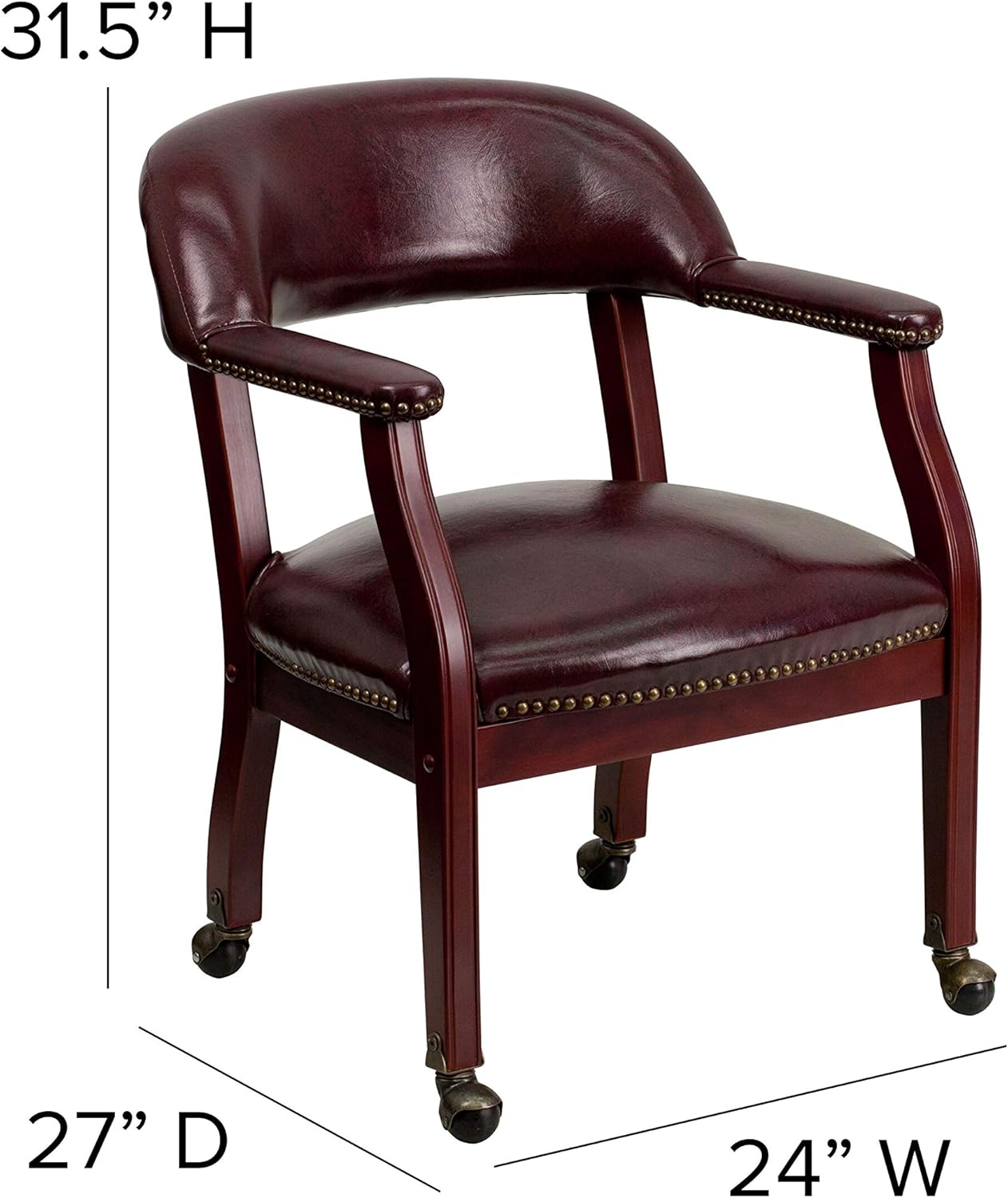 EMMA + OLIVER Oxblood Vinyl Luxurious Conference Chair with Casters