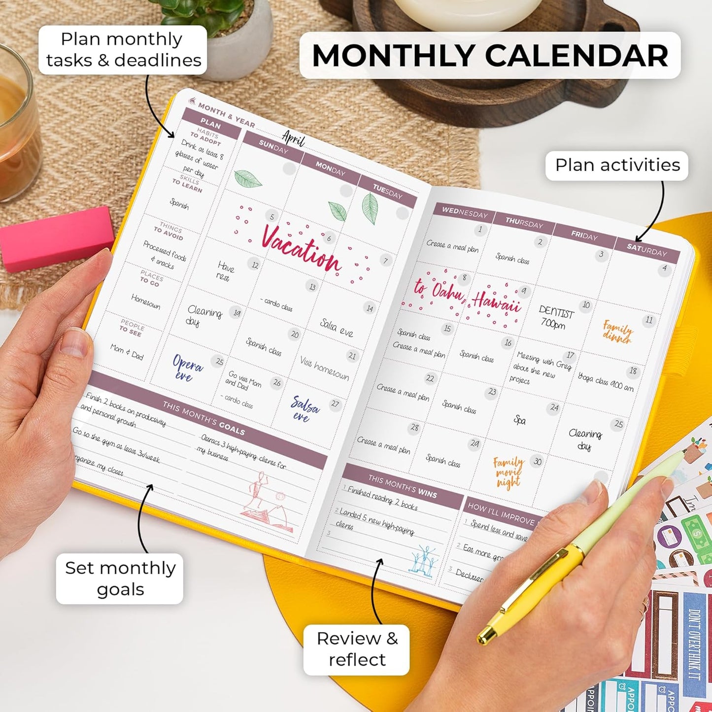Clever Fox Planner 2nd Edition – Colorful Weekly & Monthly Goal Planner, Time Management & Productivity Organizer, Undated, A5 (Amber Yellow)