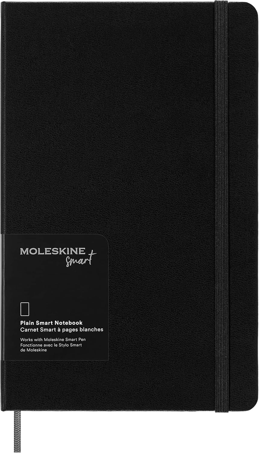 Moleskine Smart Notebook, Large, Plain, Black, Hard Cover (5 x 8.25)