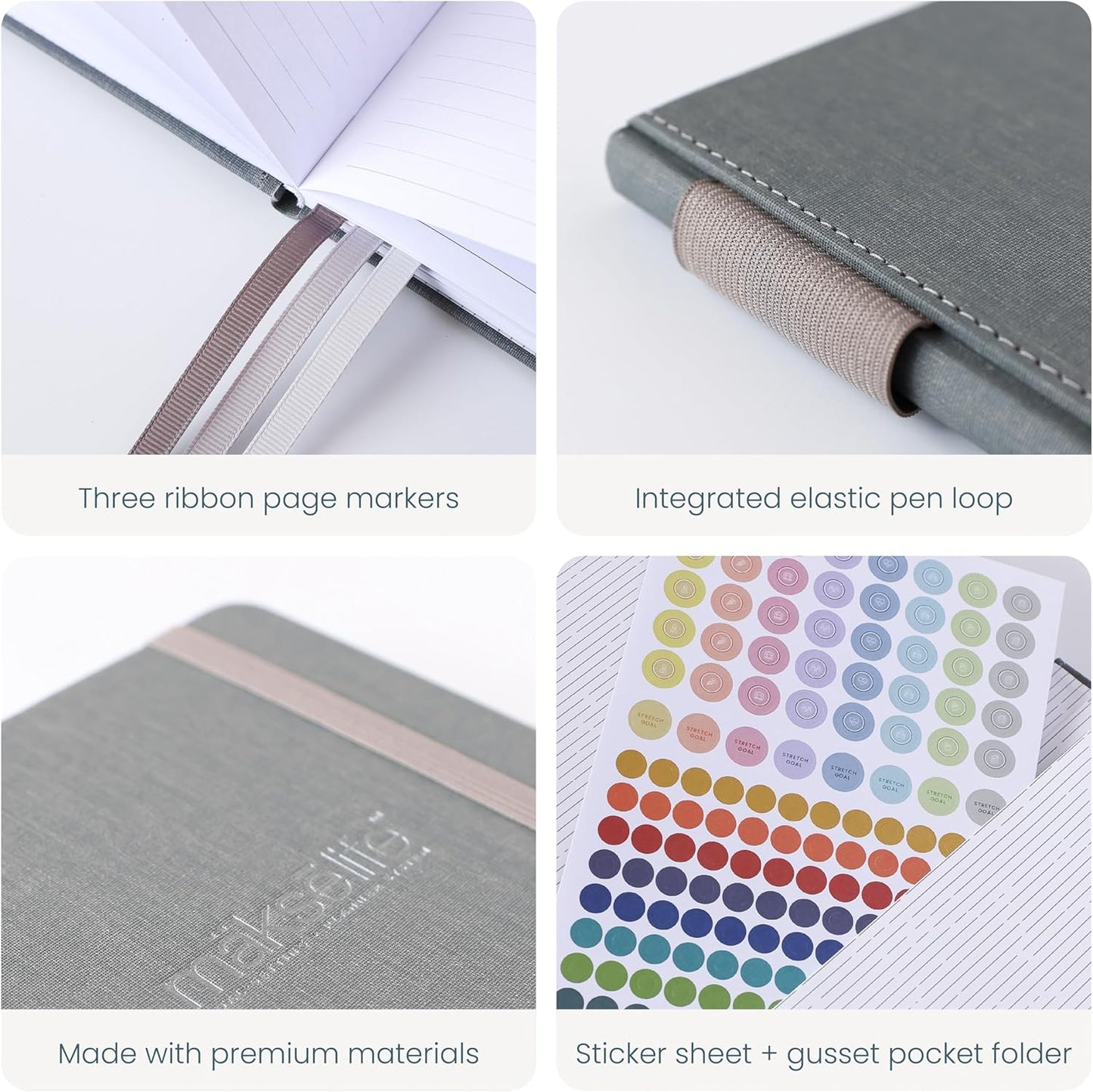 Quarterly Undated Planner - Goal Setting And Weekly Planner, Productivity Tools, Time-Management, Habit Tracker, Gray