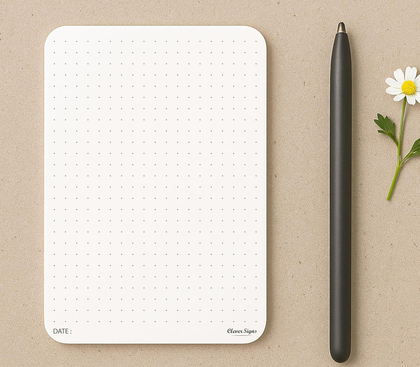 CLEVER SIGNS A6 Dot Grid Notepad - 4 Pack (4,1" x 5,8") Small Dotted Memo Desk Pads-Premium Paper with Cardboard Back Support - Ideal for Note-taking, Planning, Sketching, and Journaling