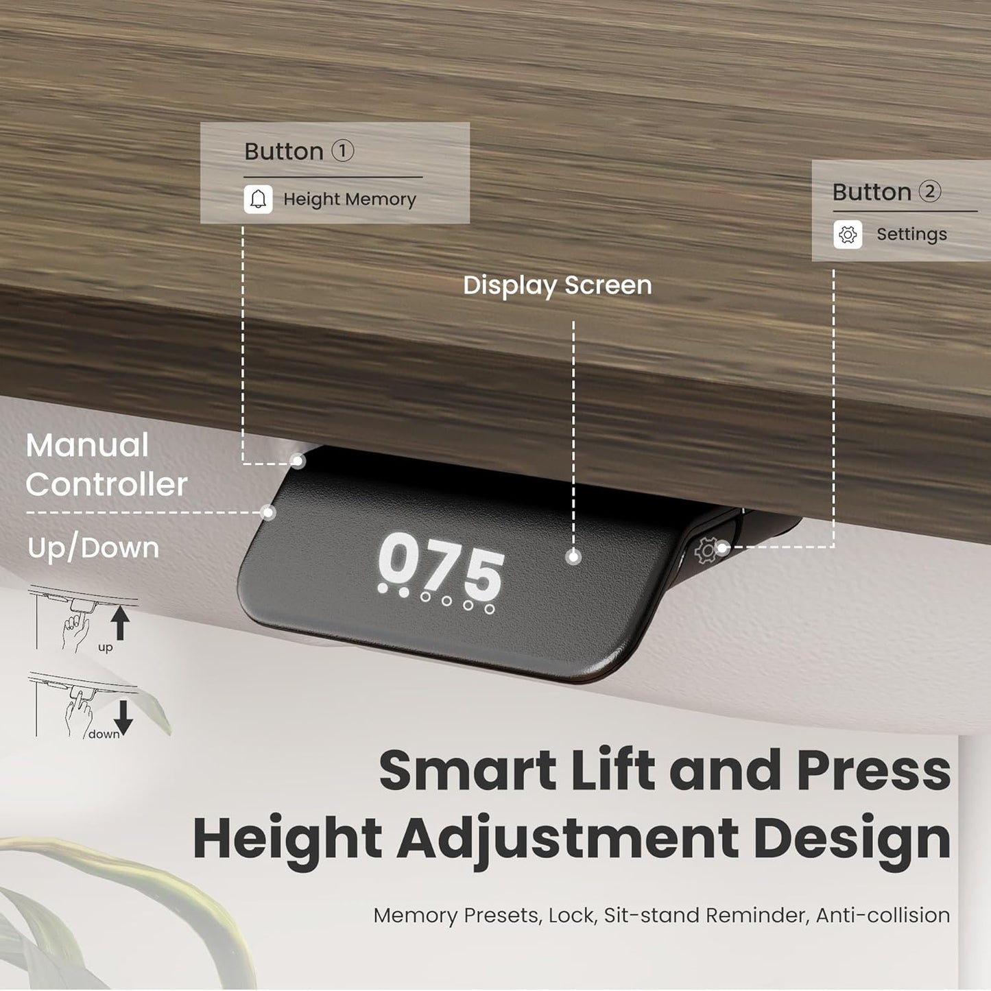 COLAMY Electric Standing Desk, Whole-Piece Gaming Desk with Dual Motors, Ergonomic Footrest, Drawers for Storage, Adjustable Height Sit-Stand Desk for Home Office (MFC Desktop, Walnut + White)
