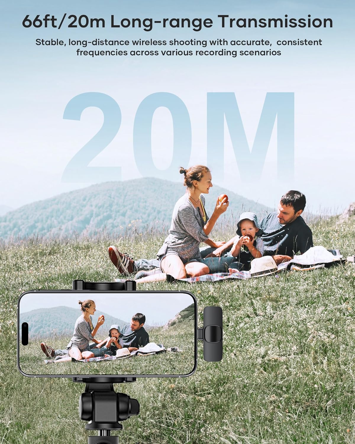 2 Pack Wireless Lavalier Microphone for iPhone iPad and Android Phone, Lapel Mic Plug and Play Wireless Mic Noise Reduction Mini Microphone for Video Recording Interview Podcast Vlog YouTube Tiktok