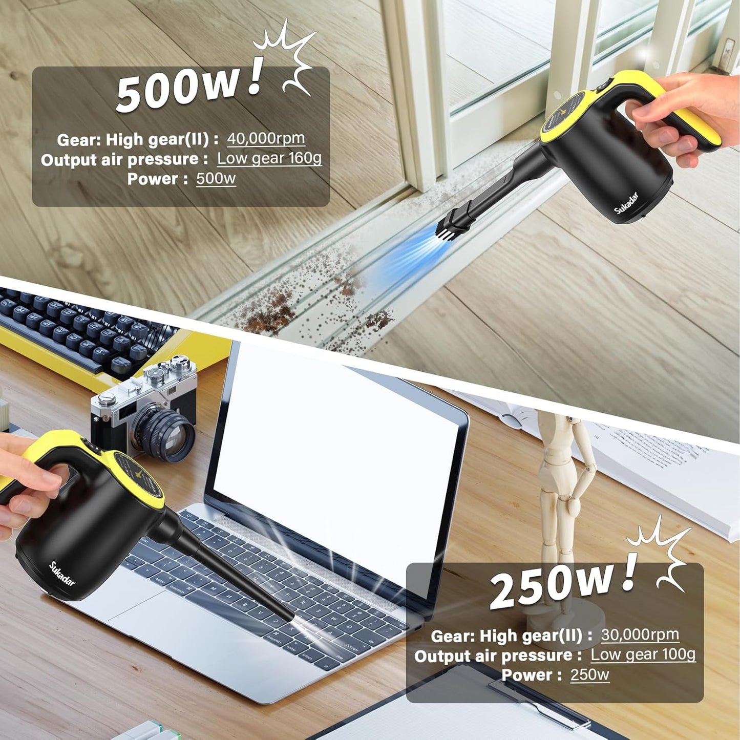 Compressed Air Duster for Electronics, Canned Air Electric for PC, Laptop, Console, Electronics and Home Cleaning, Replaces Compressed Air Cans.