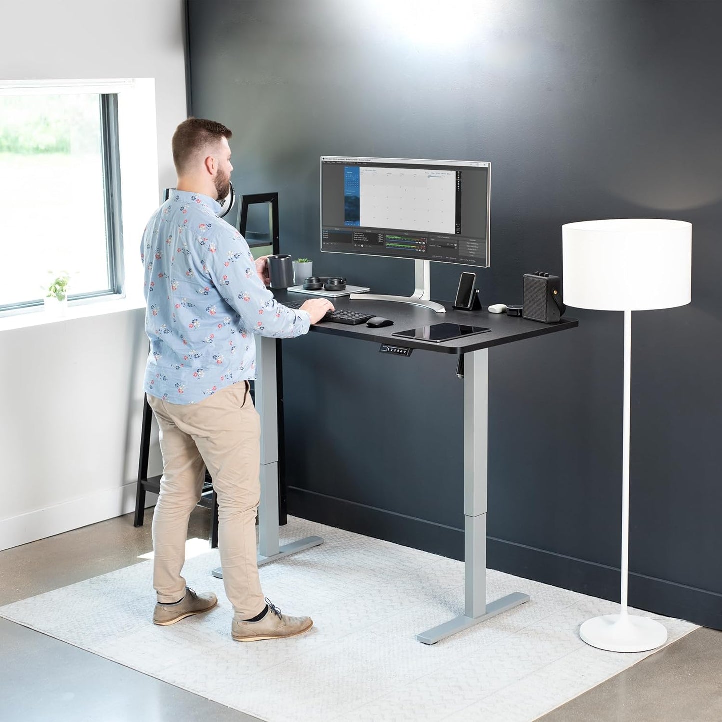 VIVO Electric 60 x 30 in Standing Desk, Memory Height Adjustment, 1B Series, Black Top Gray Frame, DESK-KIT-1G6B-30
