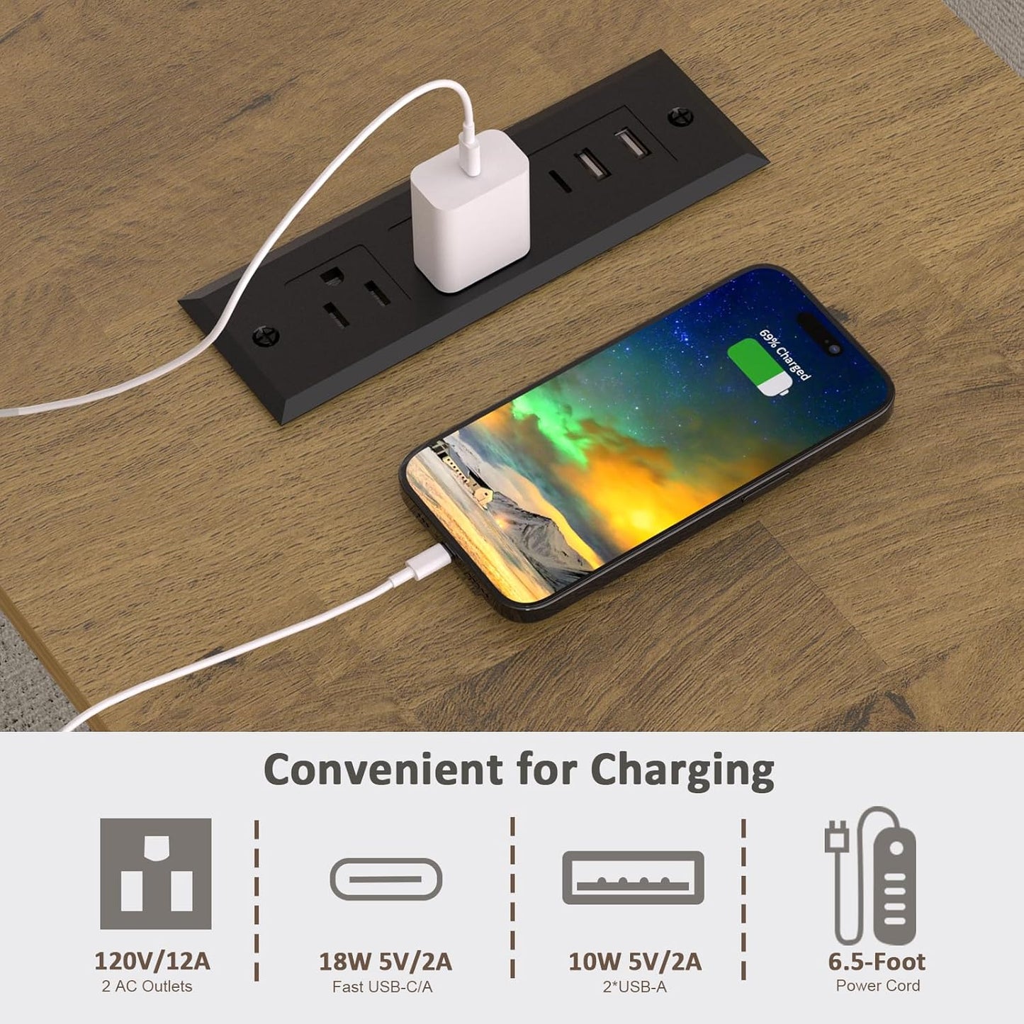 Lateral File Cabinet 3 Drawer File Cabinet with Charging Station, Printer Stand with Open Adjustable Storage Shelves, Lateral Filing Cabinet for Home Office, White