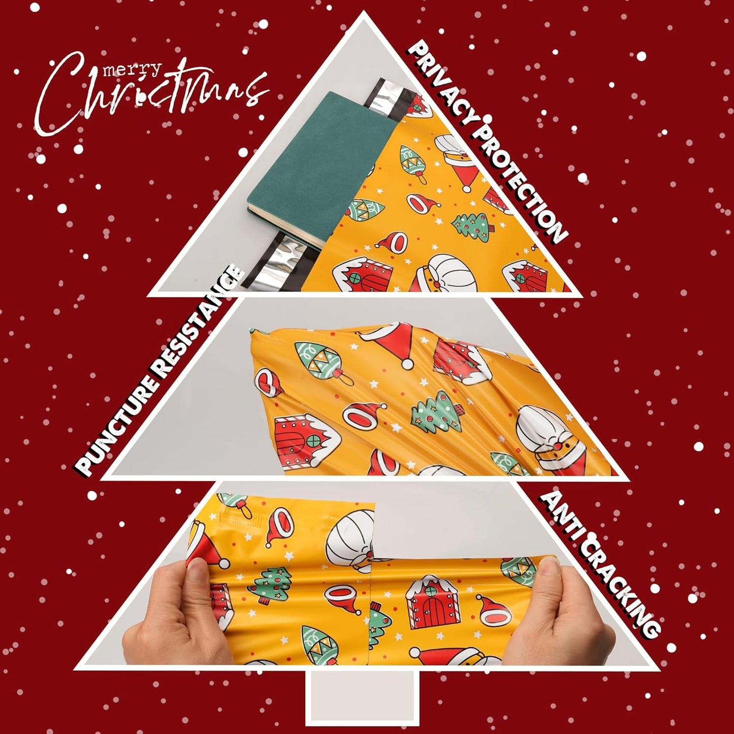 Christmas Poly Mailer 10x13 Inch 25 Pcs, Waterproof Shipping Bags for Clothing, Tear-Resistant Mailier, Strong Mailing With Self-Seal - Santa Claus Printed