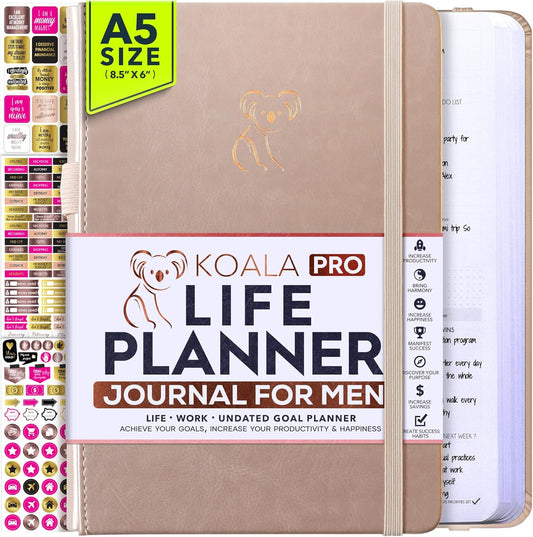 Life Planner - Gratitude Journal for Men & Women | Daily, Weekly & Monthly Planner with Budget Section, Time Blocking, Habit Tracker for Peace of Mind Planning to Increase Productivity & Happiness