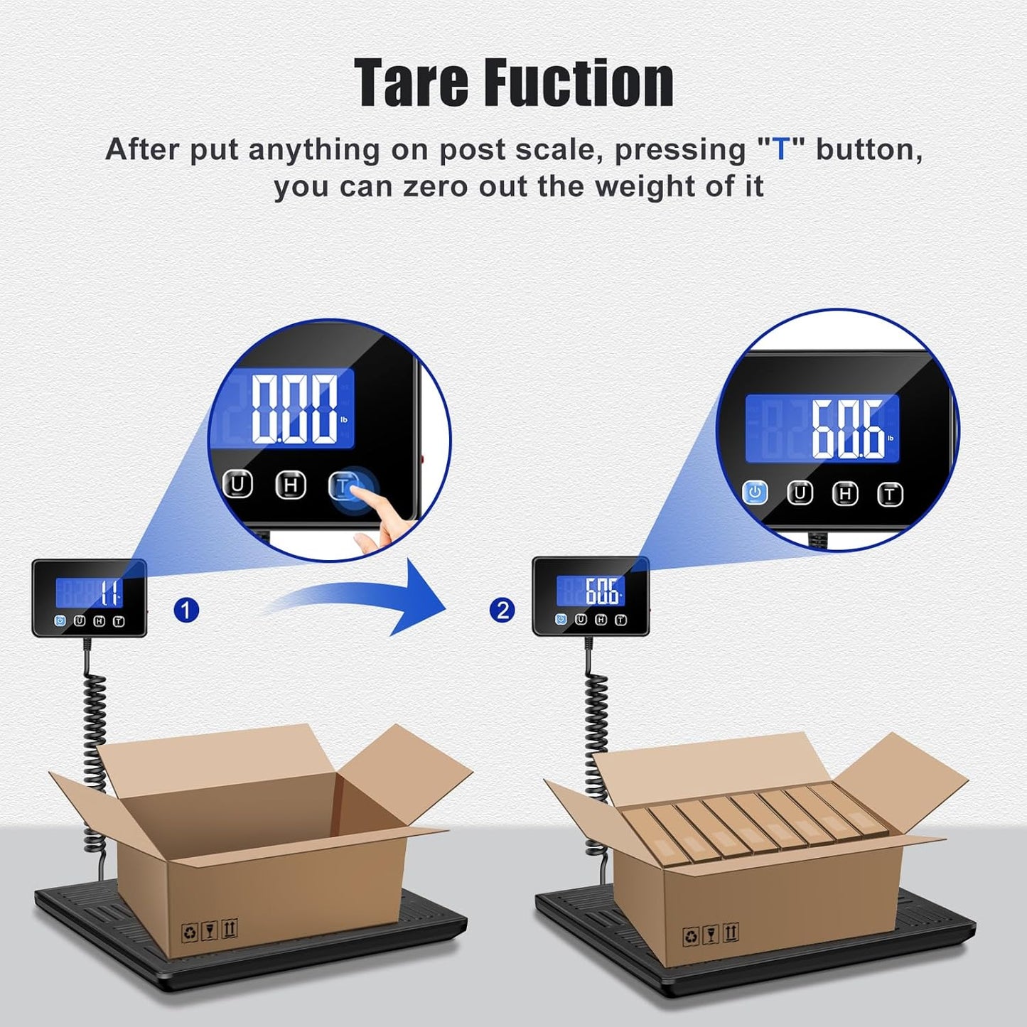 Shipping Scale, 660lbs Heavy Duty Digital Luggage Scale for Packages, 0.35oz High Accurate Postage Scale for Small Business, Warehouse, Home Use, Battery & Charging Cable Include