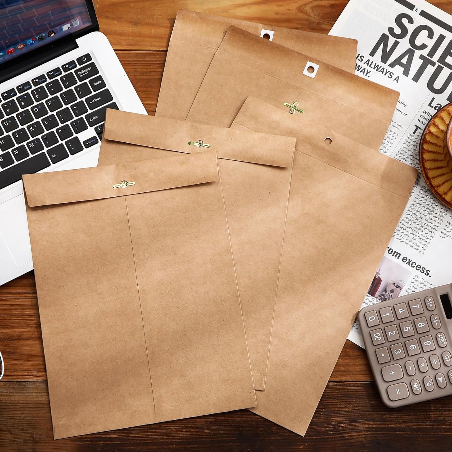 Teling 50 Pcs Manilla Envelopes Clasp Kraft Catalog with Closure for Storing Mailing 28 lb Kraft Envelope Paper for Office Document School Business Home(Brown,9 * 12)