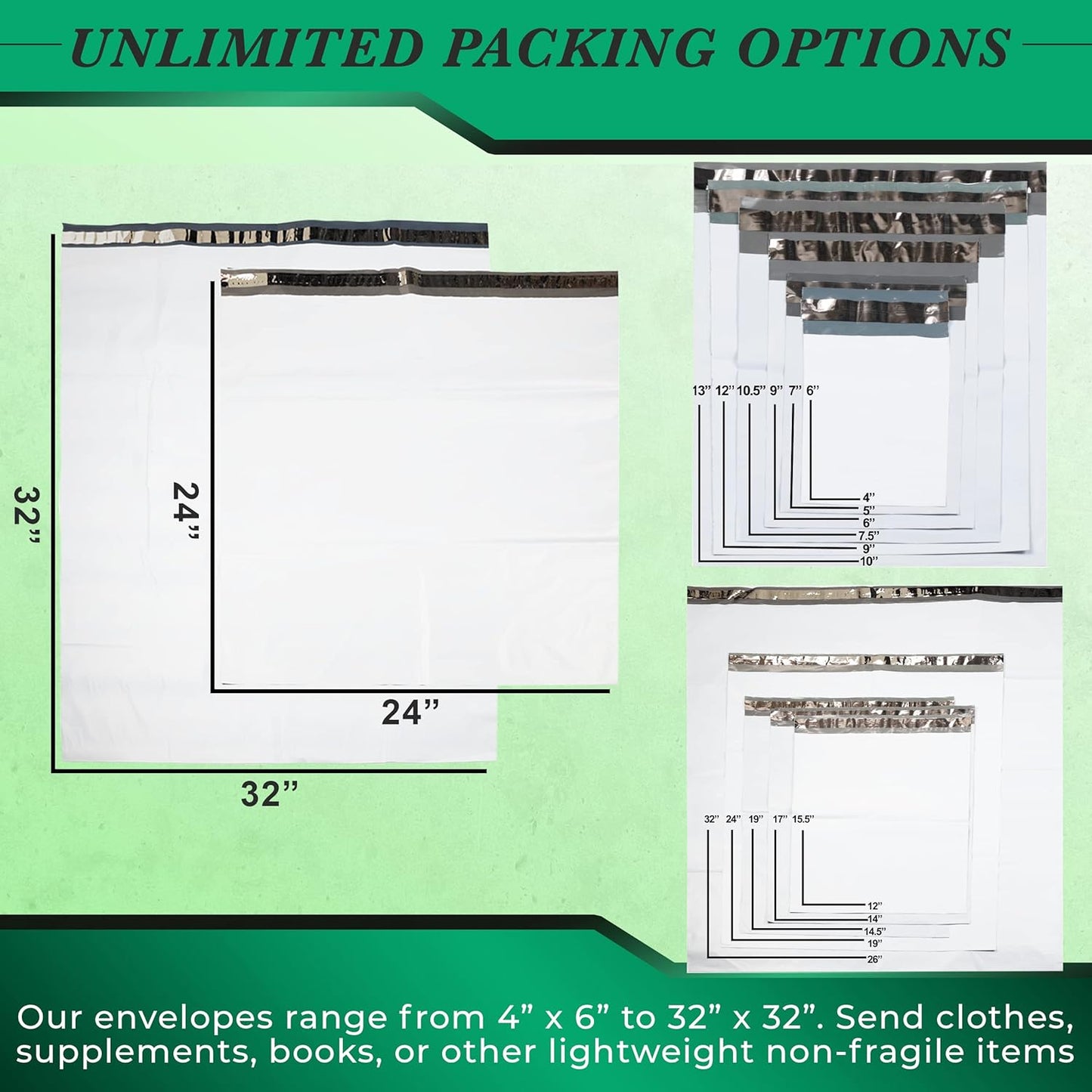 1000 Pack Secure Seal White Poly Mailers - 14.5x19 Safe Shipping Bags - E-Commerce Self Sealing 2 Mil Poly Envelopes