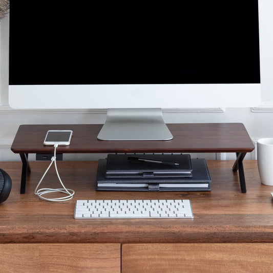 Anji Mountain Monitor Stand - Desktop Organizer & Laptop Riser, Ergonomic Monitor Riser, Space-Saving Monitor Stand for Desk, Durable Construction, Easy Assembly, Ideal for Home & Office,Walnut