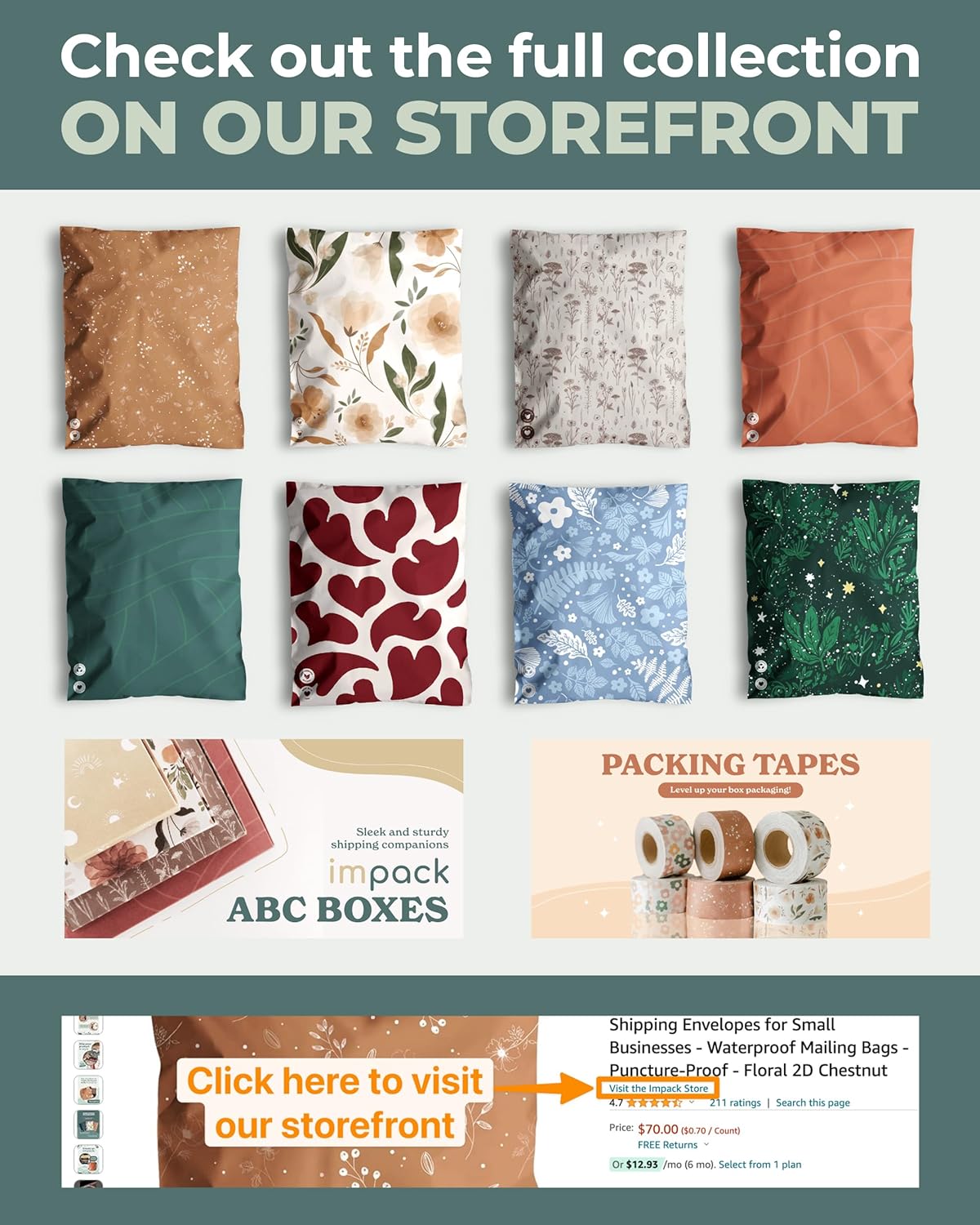 Impack Biodegradable Mailers - Flat Shipping Bag, Waterproof-Printed Mailing Bags-Thick Mailing Envelope for Accessories & Clothing, Self Sealing Envelope (Christmas Trees 25pack, 10x13 Inch)