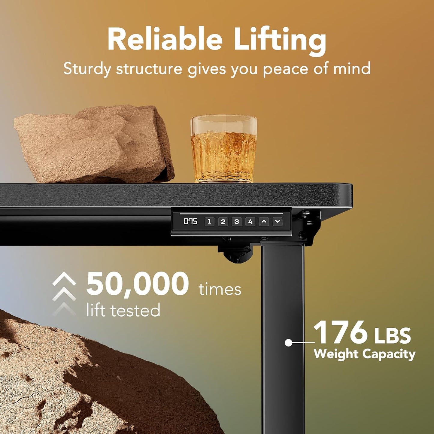 HUANUO Electric Standing Desk, 55 x 24 Inch Height Adjustable Computer Desk with Storage Bag, 4 Height Memory Settings, Sit Stand Up Desk for Home Office, Deep Black