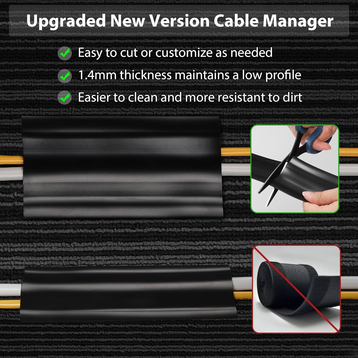 16.4ft Cord Cover Floor, Soft PVC Cord Covers for Wires on Floor, Self-Adhesive Floor Cable Cover Cord Hider, Floor Cable Management Cable Protector for Commercial Office Carpet/Floors/Wall White