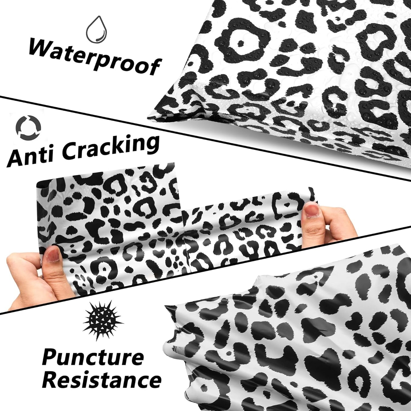 Poly Mailers 10x13 Inch 100 Pcs - Leopard Printed Shipping Bags, 2.4mil Thickness, Waterproof and Tear Resistant Mailing Envelopes, Self-Sealing Packaging Bags for Small Business