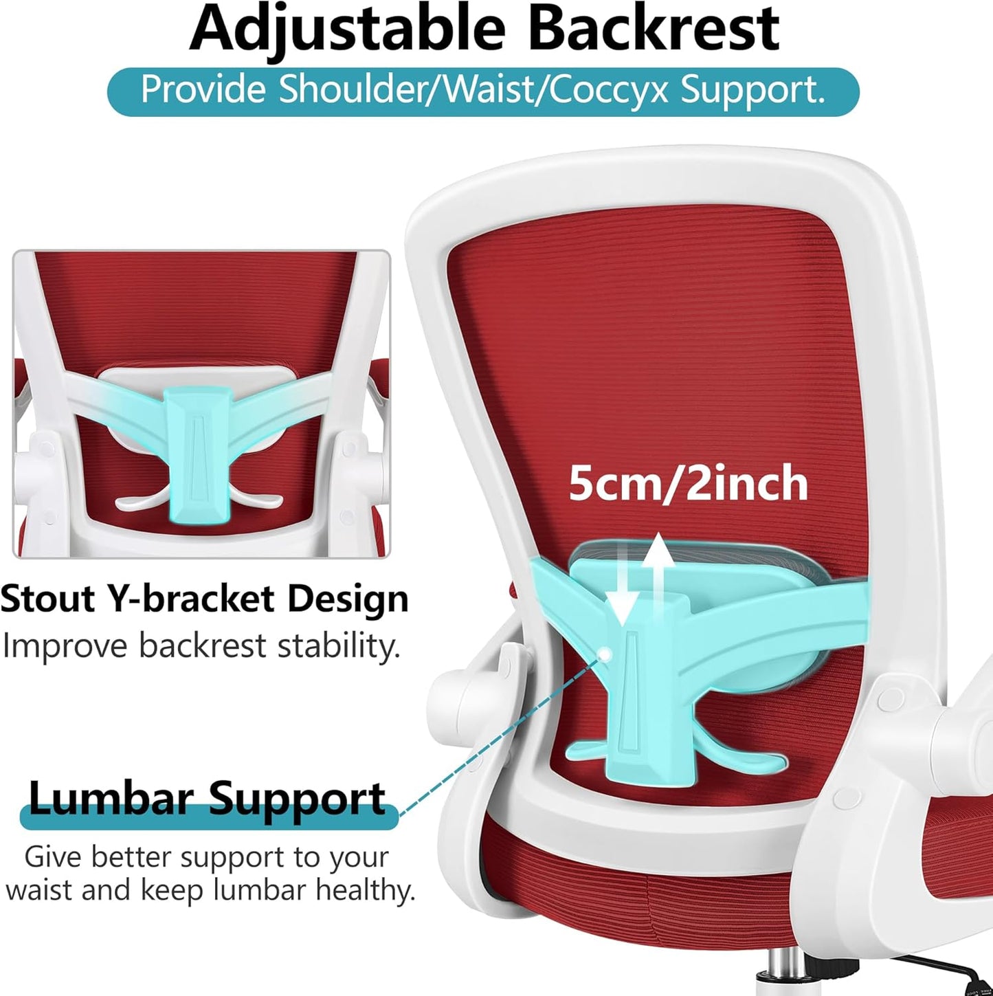 FelixKing Office Chair, Ergonomic Desk Chair Breathable Mesh Chairs with Adjustable High Back Lumbar Support Flip-up Armrests, Executive Swivel Comfy Task Computer Chairs for Home Office Fire Brick