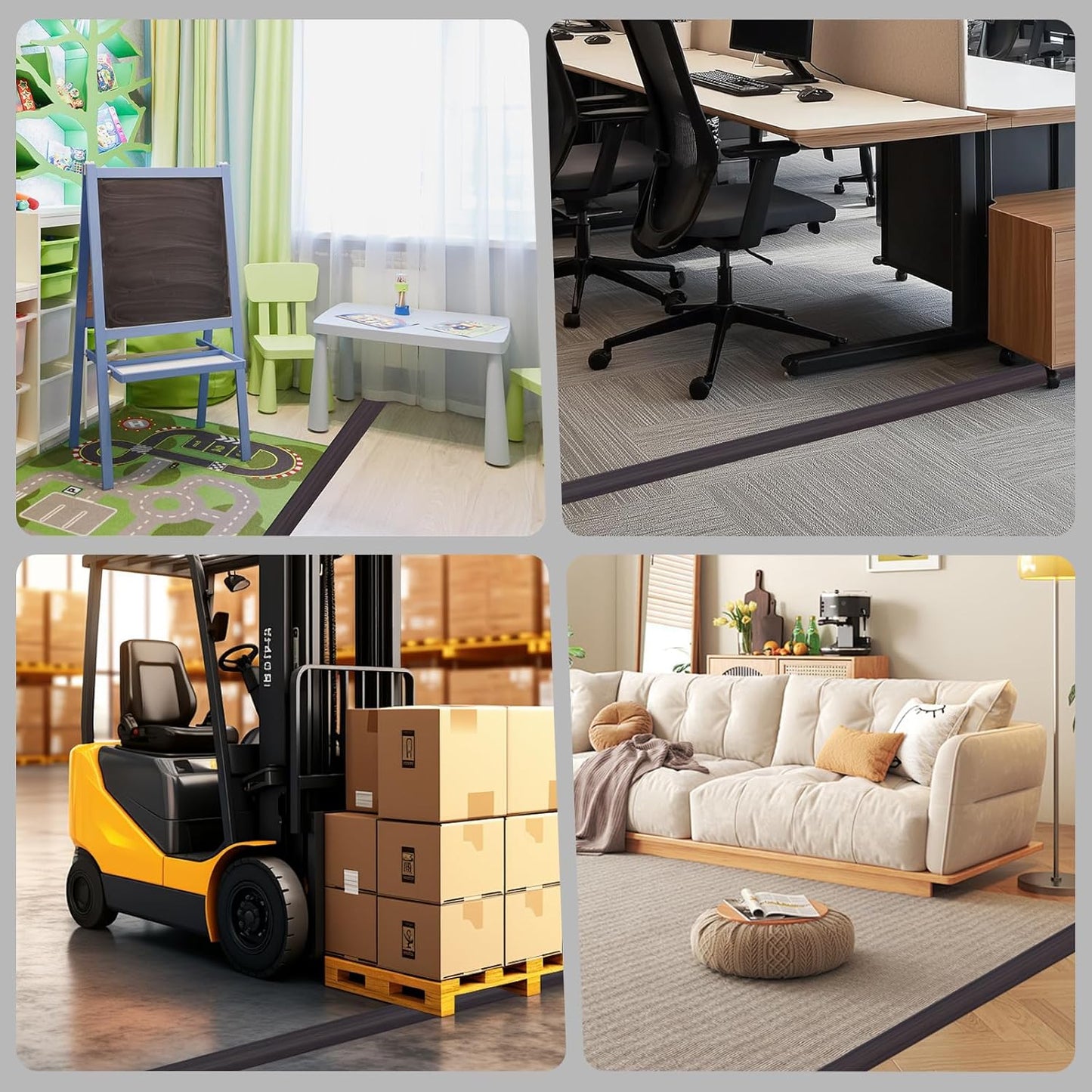 Floor Cord Cover for Wires on Floor Self Adhesive Cord Hider Floor Cable Management Wire Covers for Cords Protector Prevent Cable Trips Cord Cavity W 0.59" x H 0.31", Black Walnut, 20Ft