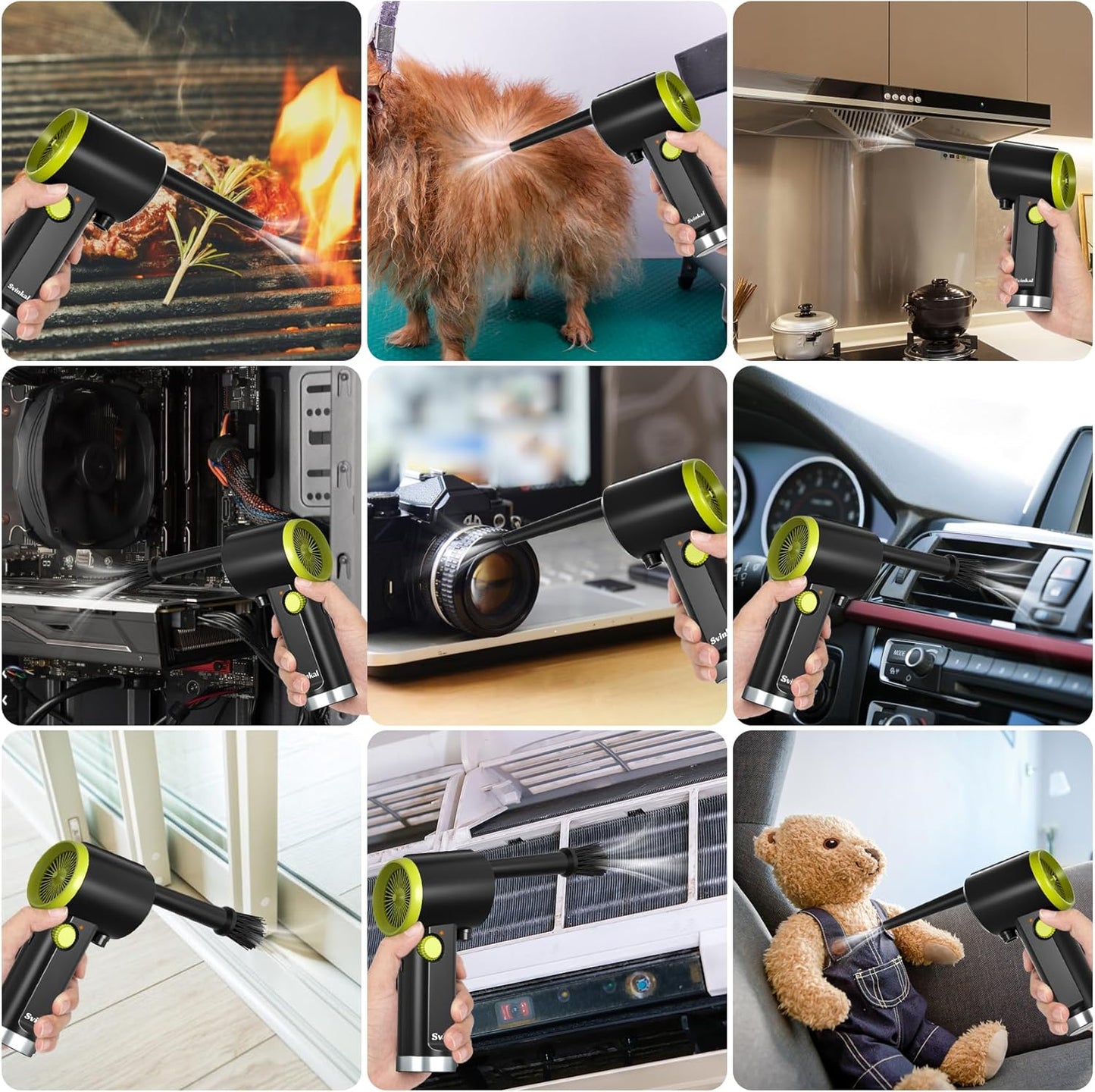 Compressed air Duster Electric, Computer air Blower Gun, air Blower for Computer Keyboard, Cordless air Duster, for Cleaning Camera Toys Greenery Computer Keyboard, etc（Brushless Motor）