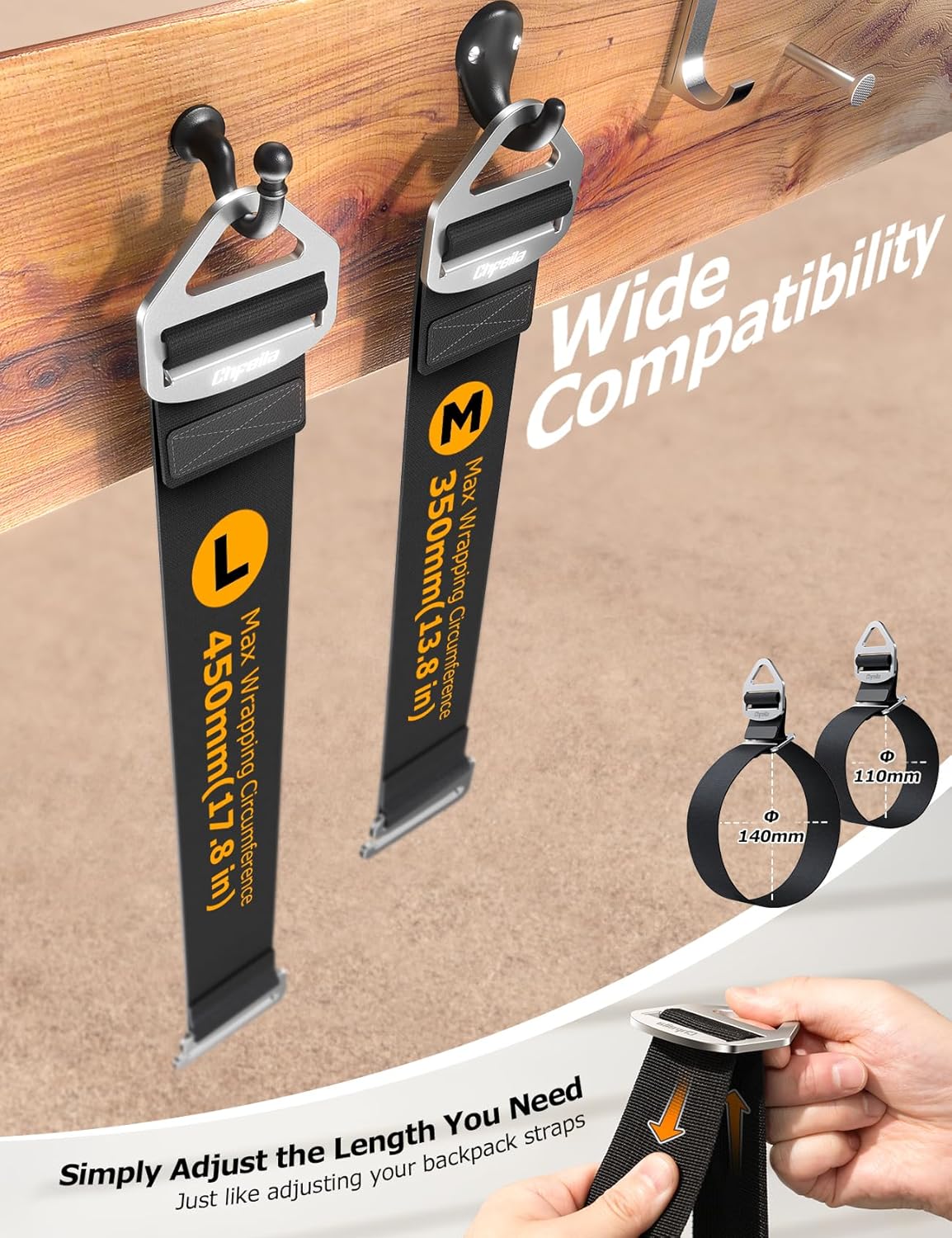 8 Pack One Hand Operation [1s Tighten by Gravity] Adjustable Extension Cord Organizer Holder, Hose Rope Storage Straps Wrap for RV Shed Workshop Garage Organization, Gadgets Tools Gifts for Dad Men